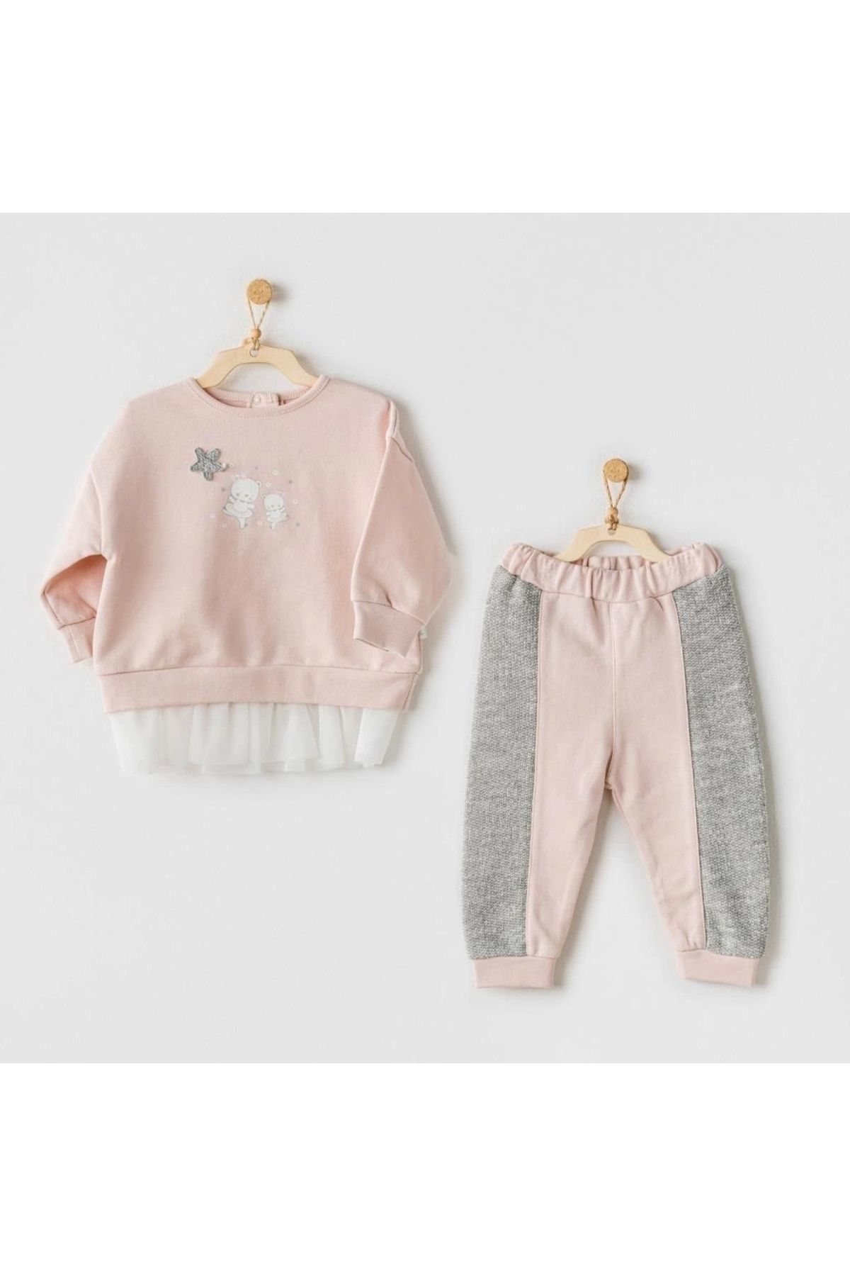 NessiWorld AC24132 Ballerina 2li Bebe Takım Pink Grey