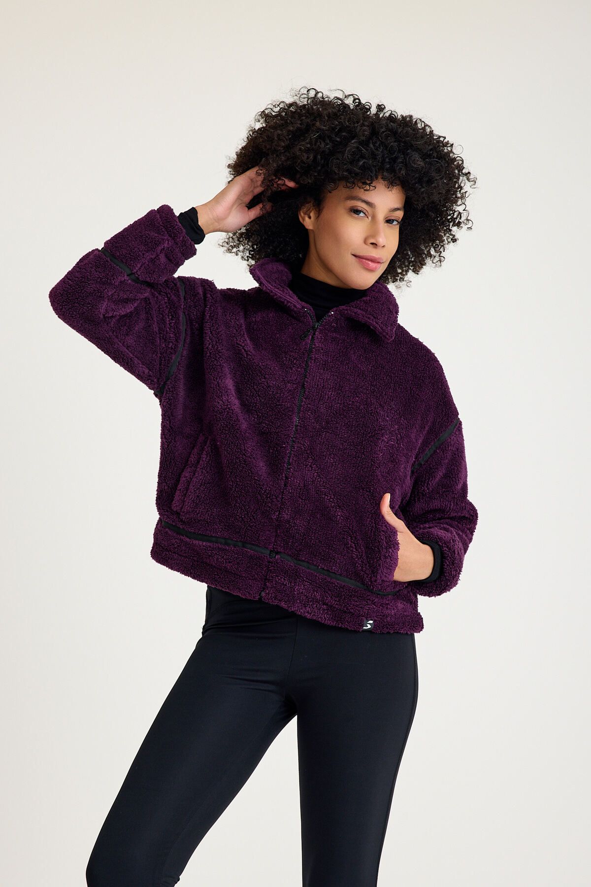 Scorp-Shine Casual - Palton mov de pluș pentru femei 3