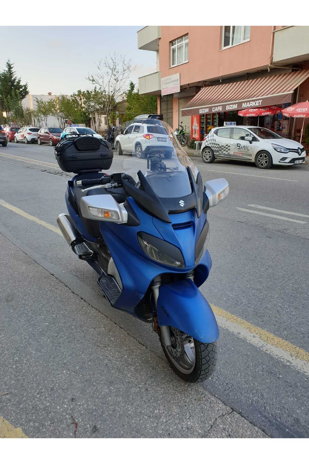 Suzuki Burgman 650 Siperlik Ön Cam 2005 2018 Model 65cm Şeffaf Renkli 4mm ORTA BOYLU CAM