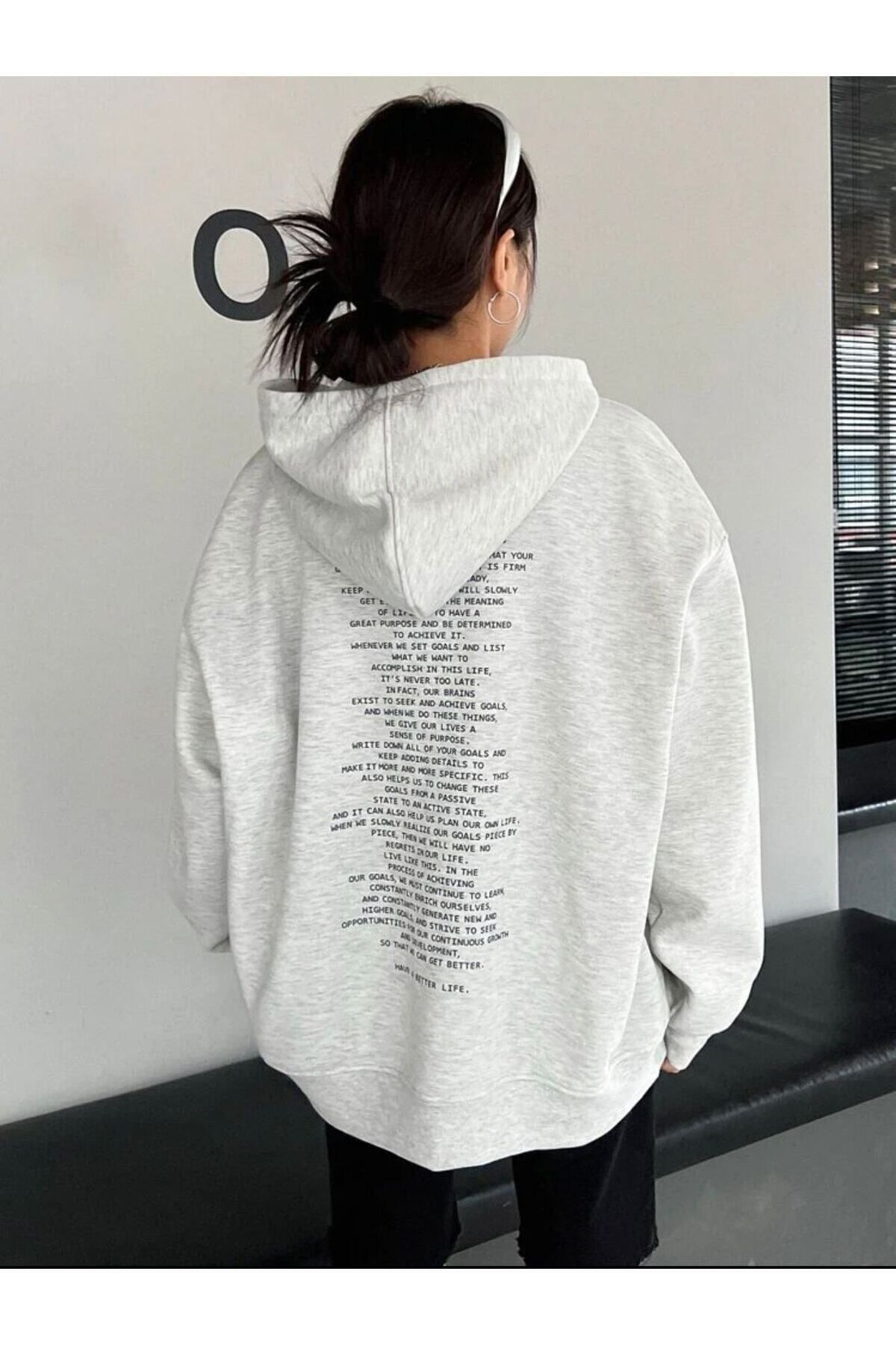 Moda Glo Unisex Sırtı Yazı Baskılı Oversize Sweatshirt