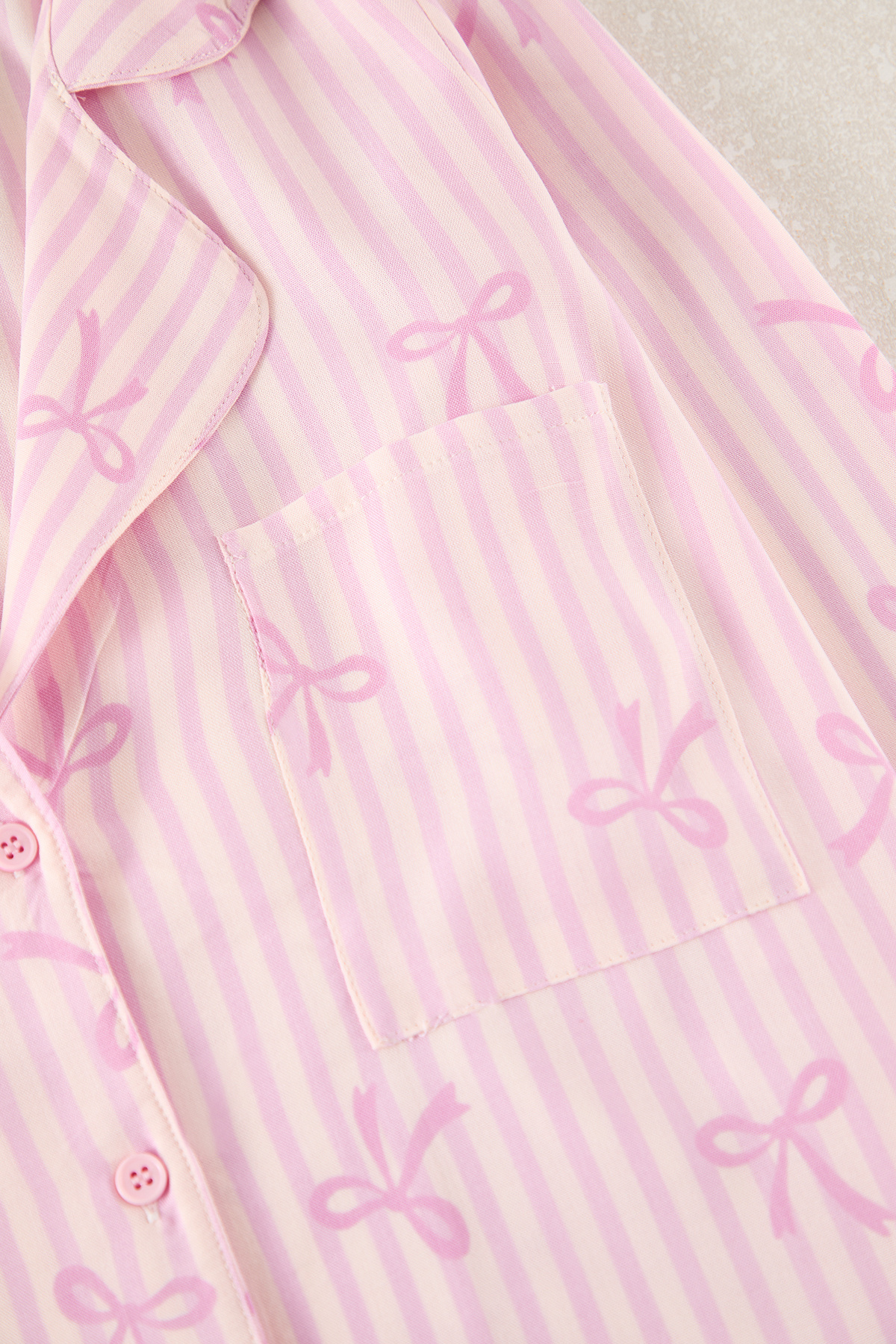 Trendyolmilla  Açık Pembe Kurdele/Fiyonklu Viskon Dokuma Pijama Takımı THMAW21PT0936 - Görsel 7