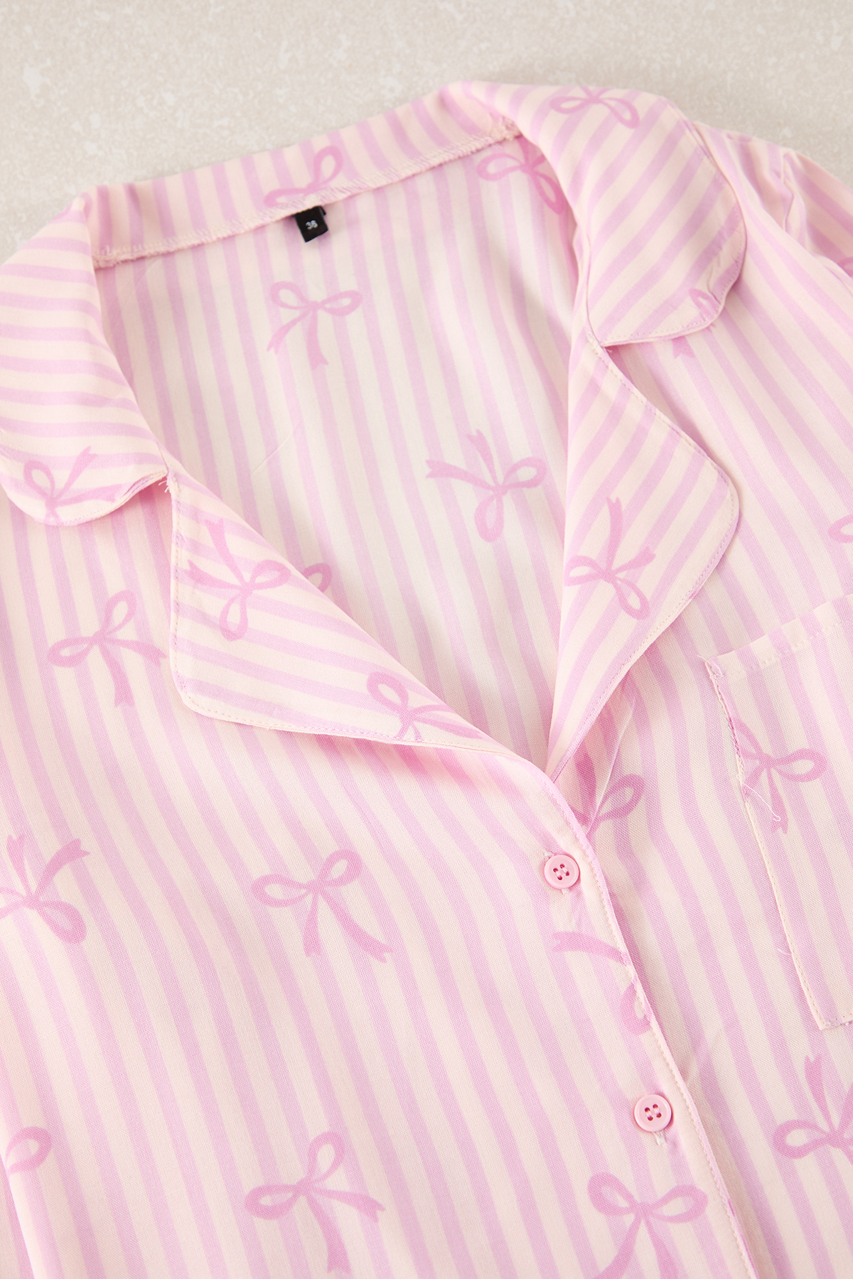 Trendyolmilla  Açık Pembe Kurdele/Fiyonklu Viskon Dokuma Pijama Takımı THMAW21PT0936 - Görsel 8