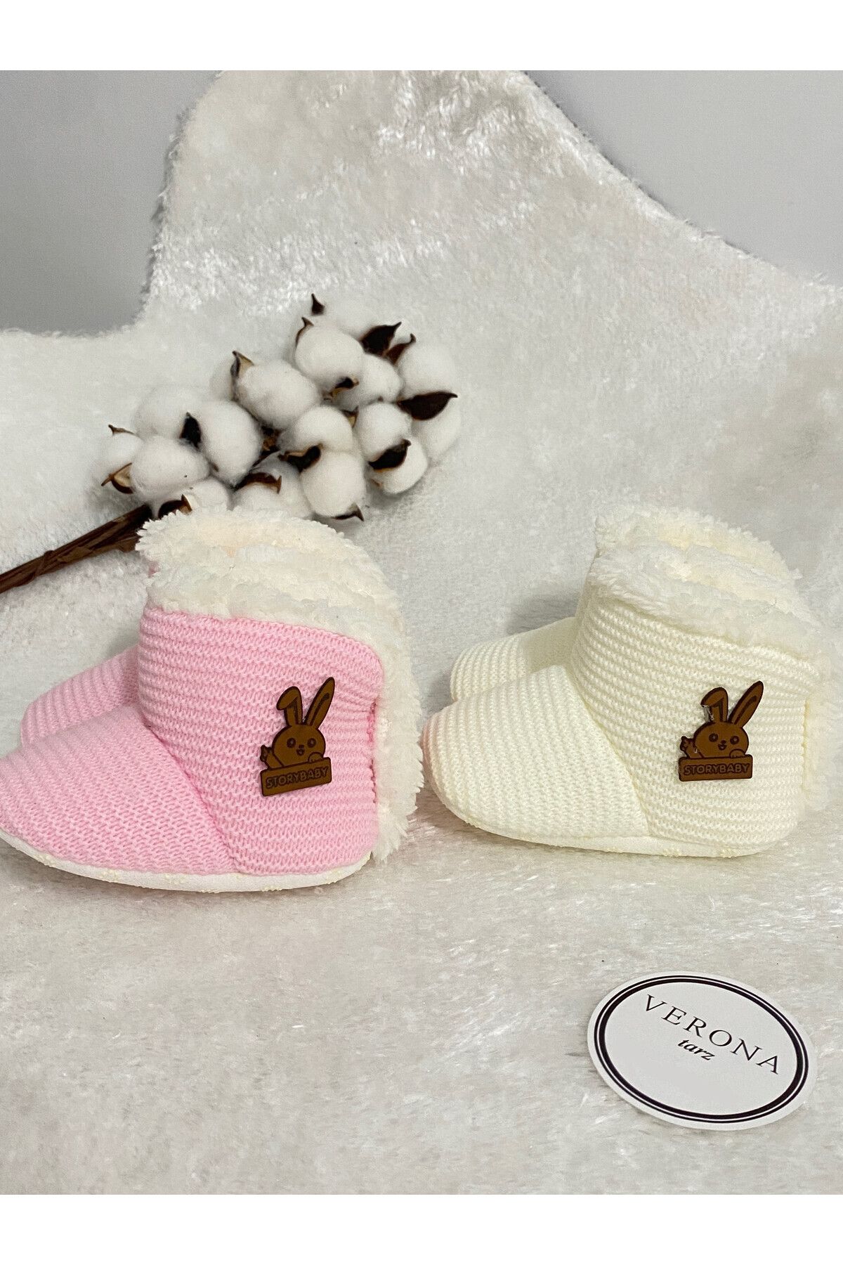 VERONA TARZ-2-Piece Unisex Baby Slippers Set - Double Color, Plush Material, Non-Slip Base 6