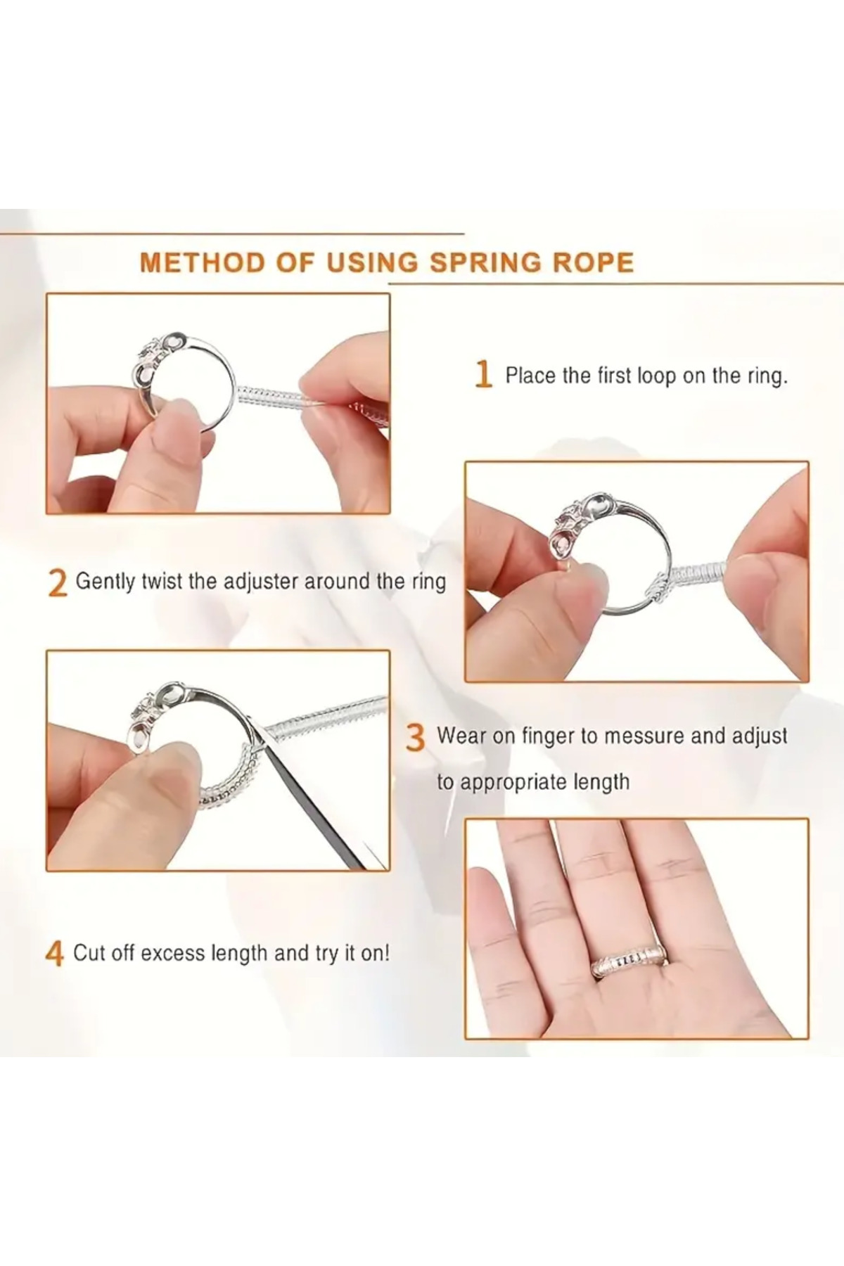 SYNOPE  4 Adet Spiral Helezon Şeffaf 4cm Kes Kullan Yüzük Küçültücü Aparat Yüzük Küçültme Aleti Aparatı - Görsel 5