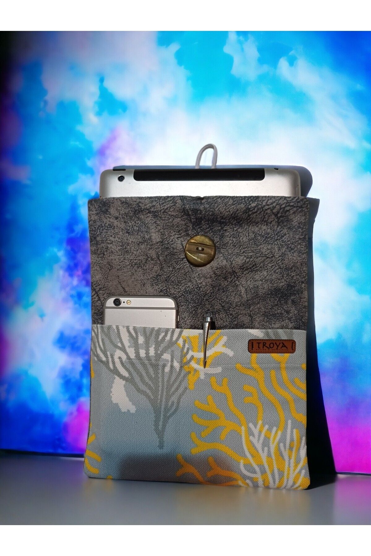 Troya Design-Book / Tablet / E-Book Reader Case - Corals / Gray Color 8