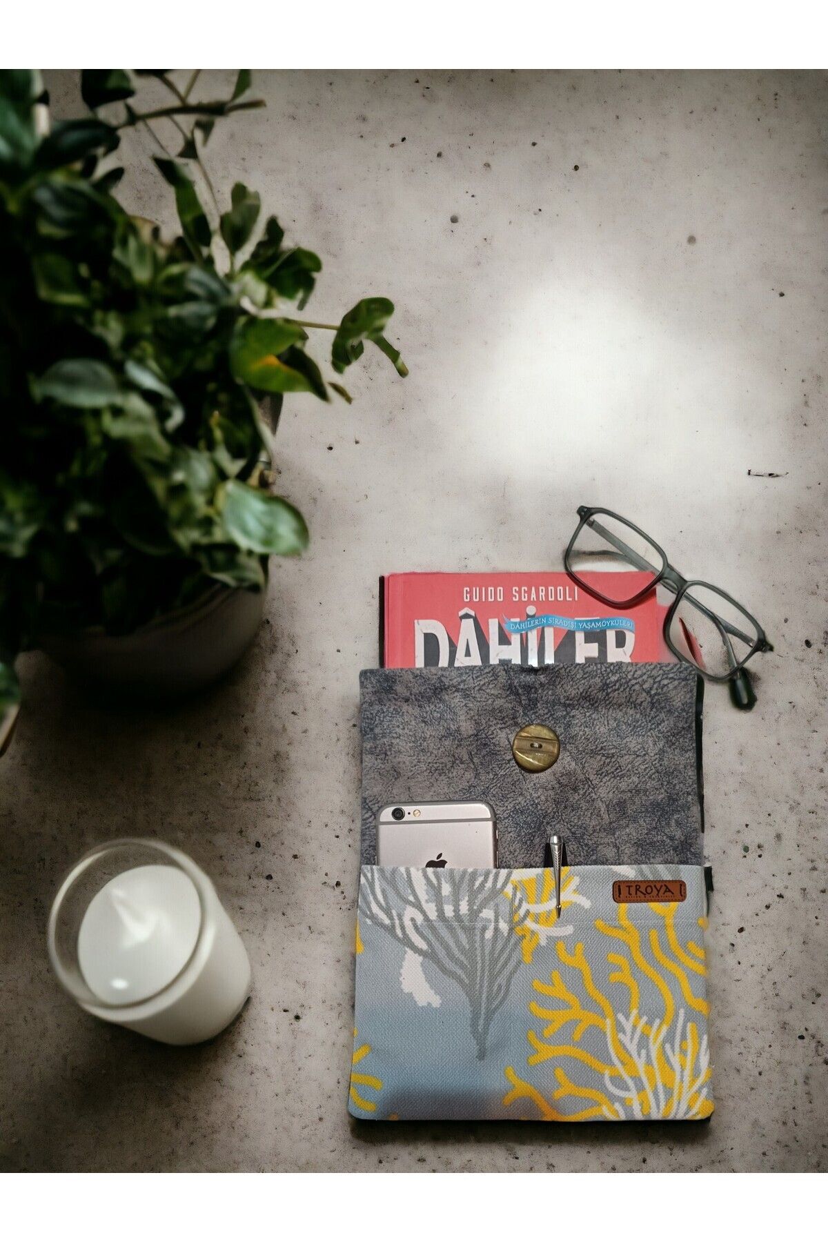 Troya Design-Book / Tablet / E-Book Reader Case - Corals / Gray Color 3