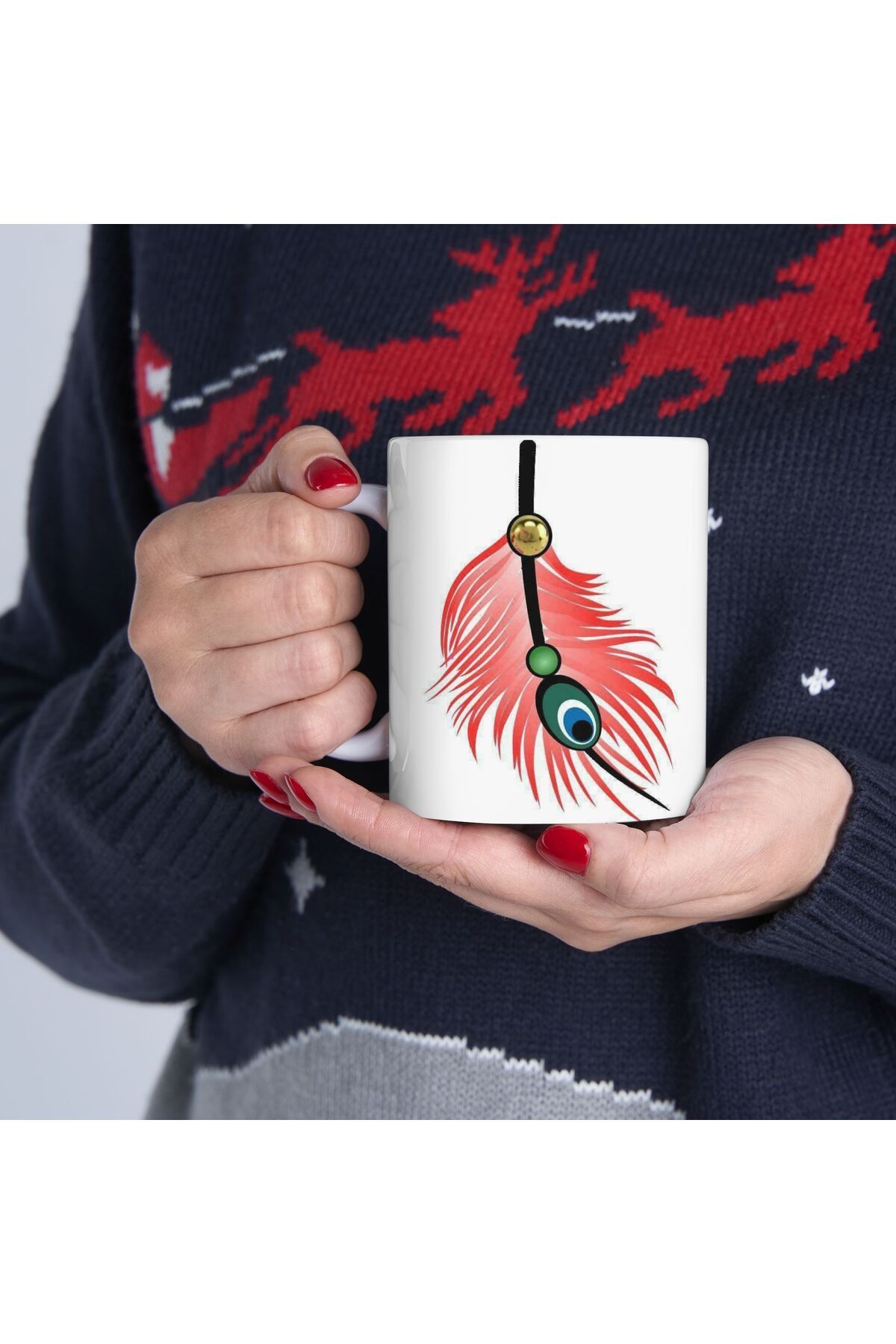 BİBANAPROMOSYON Fatma Ananın Eli Nazar Göz Temalı Kupa Bardak Evil Eye Themed Mug