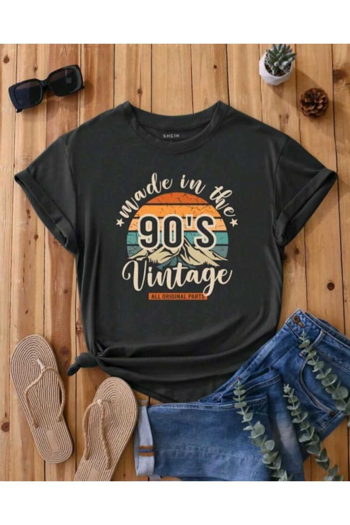 Perodia Füme 90's Baskılı Oversize T-shirt