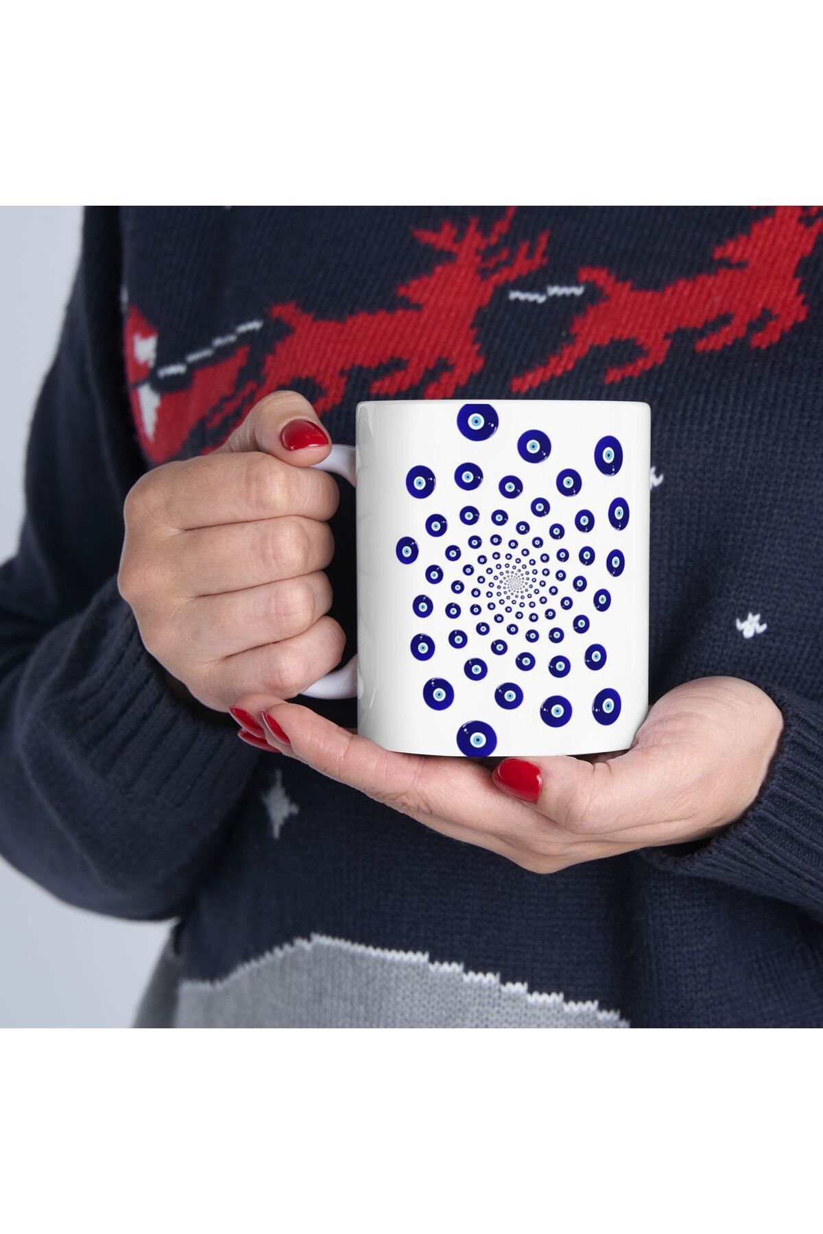 BİBANAPROMOSYON Fatma Ananın Eli Nazar Göz Temalı Kupa Bardak Evil Eye Themed Mug