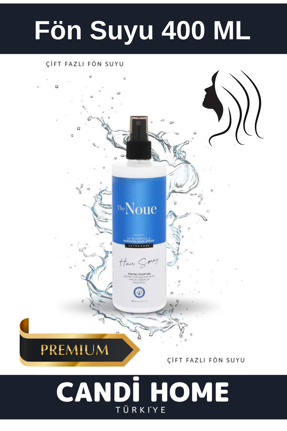 HOBİ CONDİ Premium Özel Seri Saç Bakım Kadın Kişisel Bakım The Noue Çift Fazlı Fön Suyu 400 ML — 623987205512