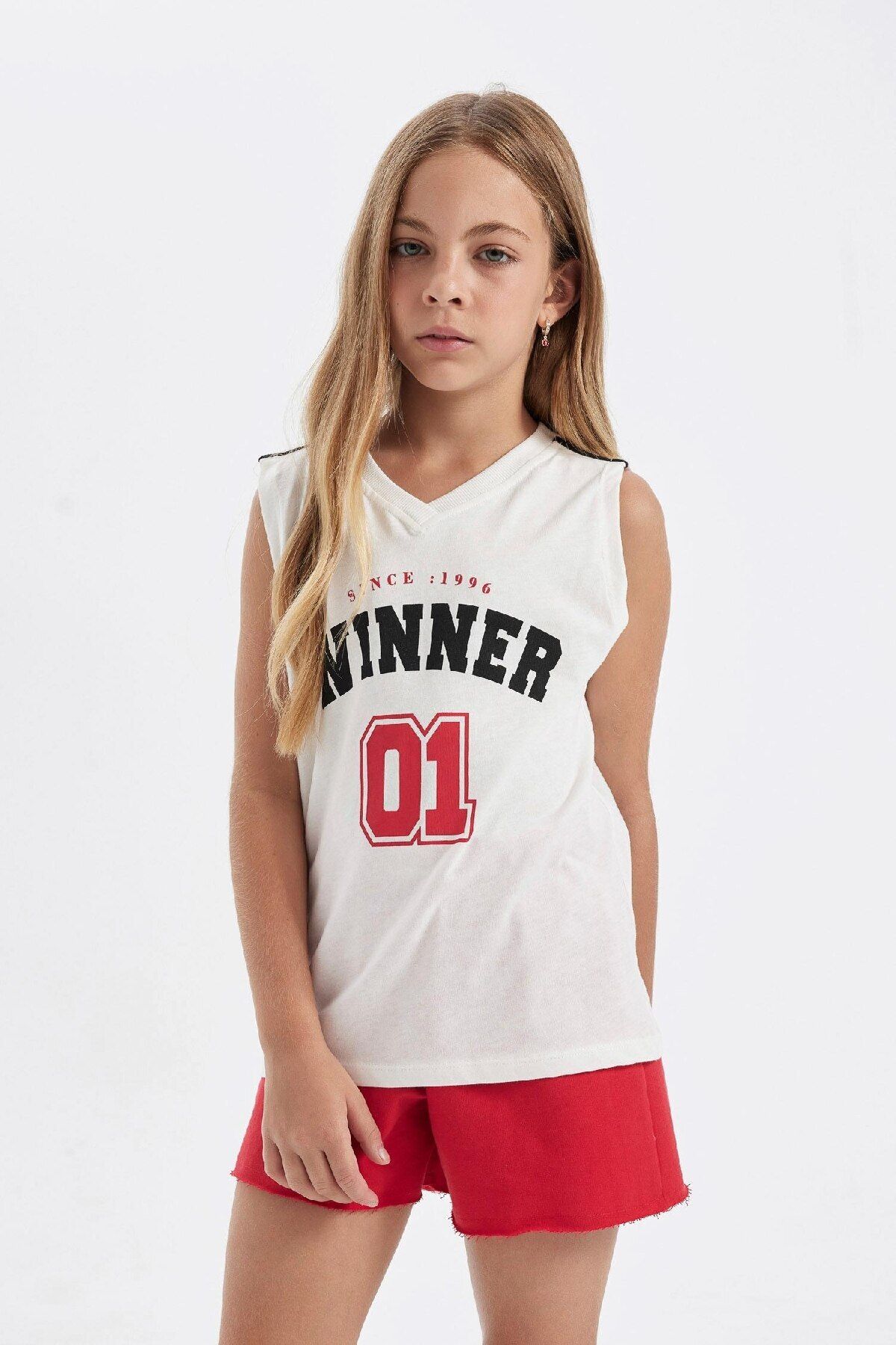 DeFacto-Girls V Neck Sports Printed Undershirt D2250A824Hs 4