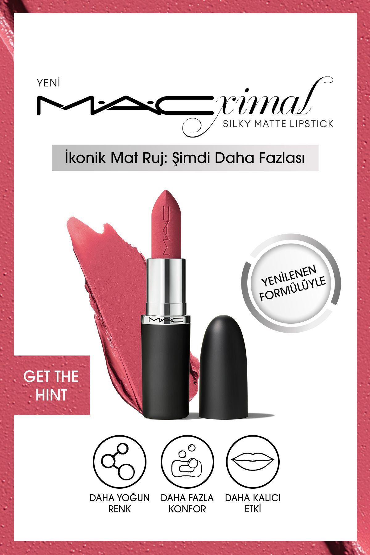 Mac M·a·cxımal Silky Matte Lipstick Nemlendirme Etkili Yoğun Renk Sağlayan Ruj - Get The Hint?-1