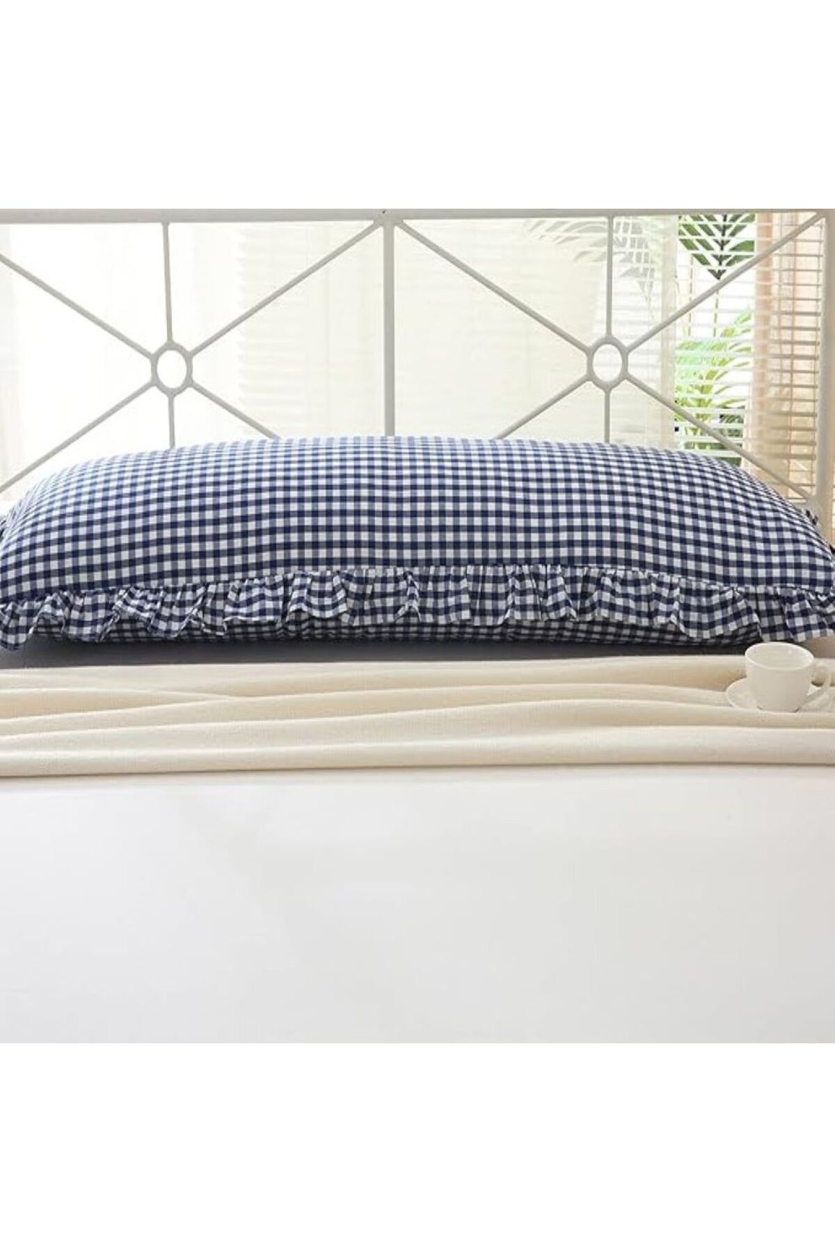 Erba kreasyon Hamile Yastık Kılıfı Pötikare  Fırfır Decor Uzun Yastık Kılıfı 50x135cm Hamile Yastığı fotoğrafı 3 (önizleme)