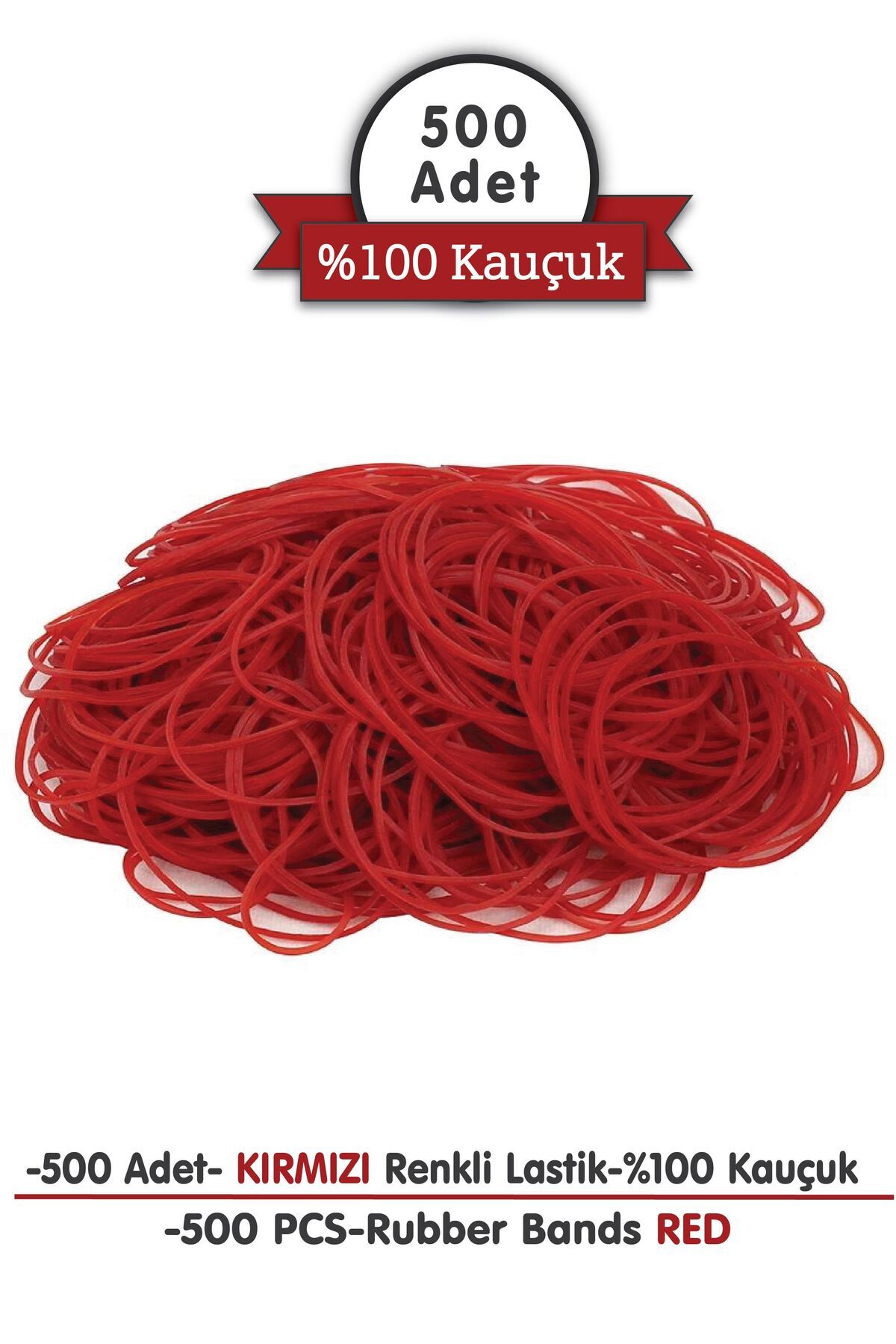 PackMai Kırmızı Paket Lastiği 500 Adet - 100 gr, 6 cm Genişlik, 1,2 cm Kalınlık, 30 cm Esneme - %100 Kauçuk