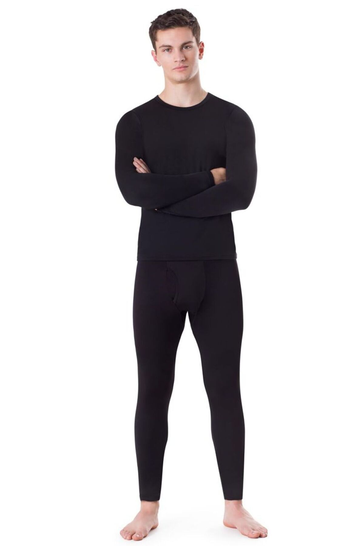 FORMO Set De Sus Și De Jos Termic Negru Pentru Bărbați Masculin - XL