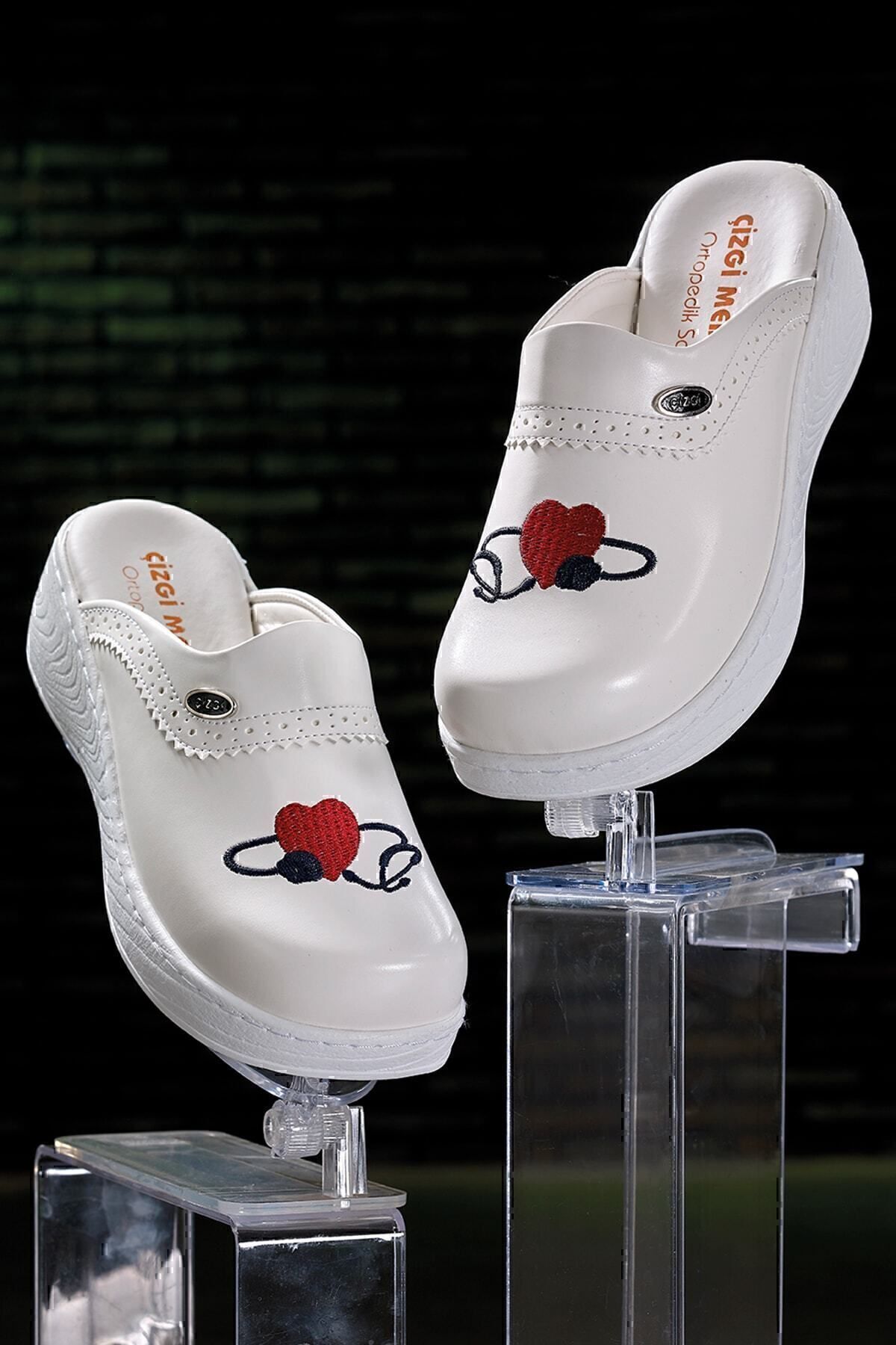 viva brodée blanc sabo chaussons orthopédiques