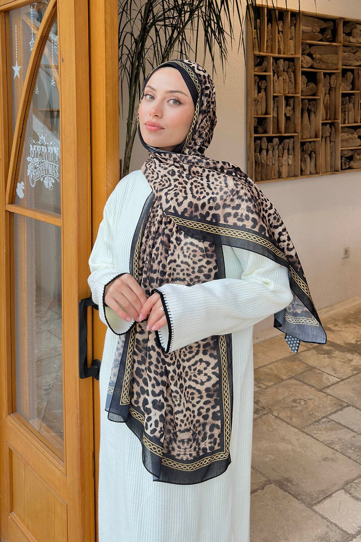 lamelif.com-Leopard Pattern Cotton Shawl 3