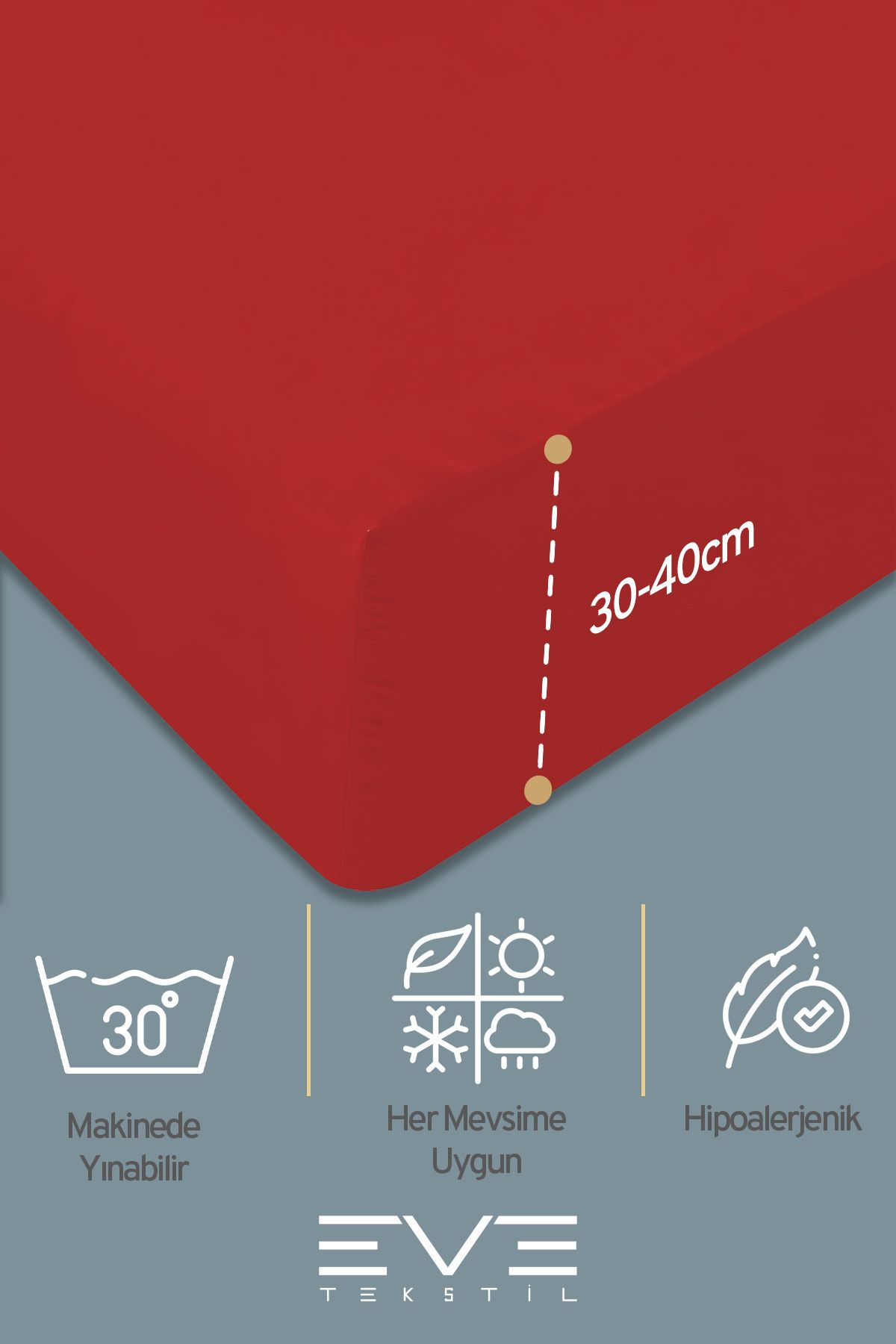 Eve Tekstil-Single Rainforce Fabric Elastic Sheet and Pillow Case Set 4