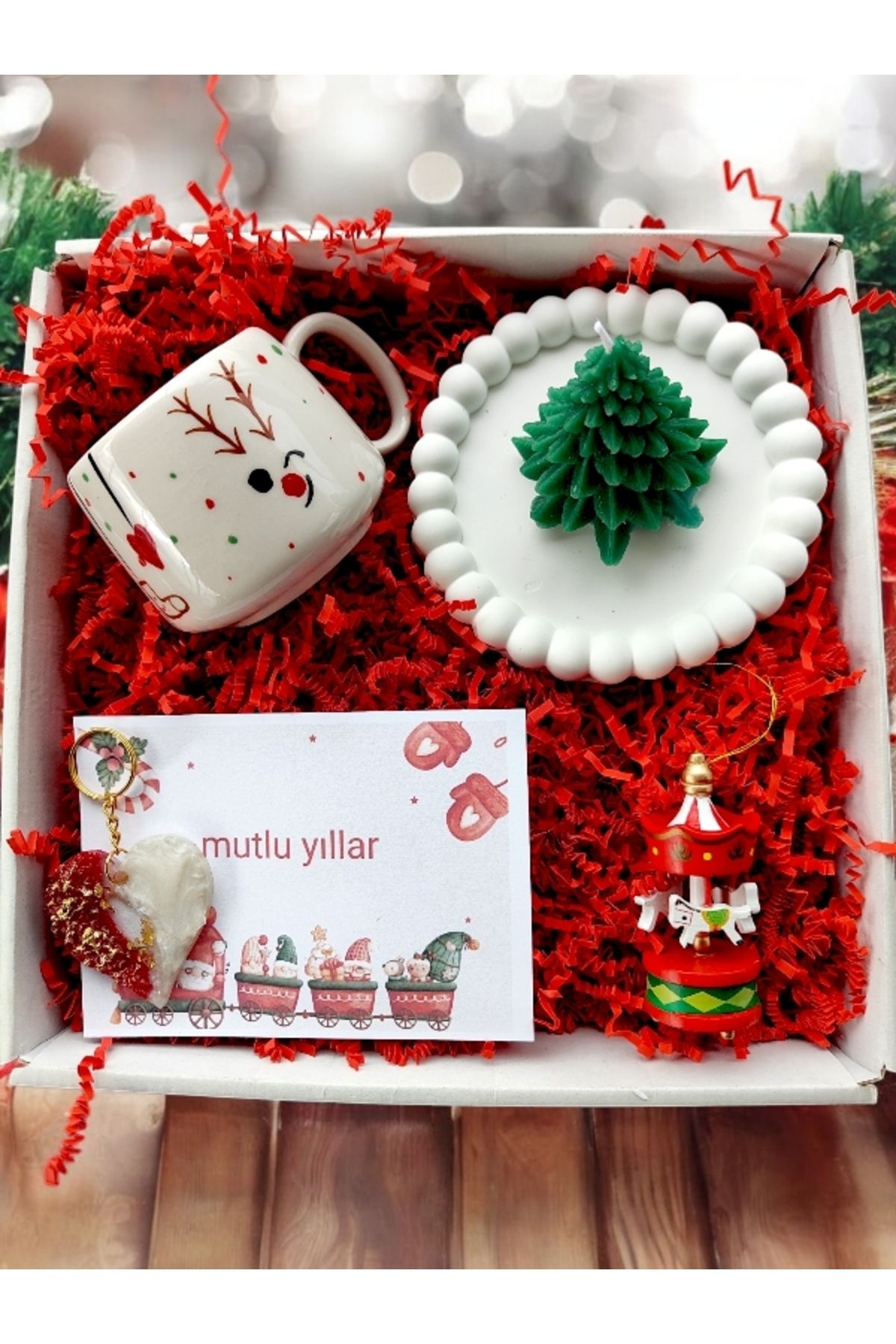 mug en céramique fait main support de présentation bougie en pin porte clés en époxy mini ornement de sapin cadeau de nouvel an
