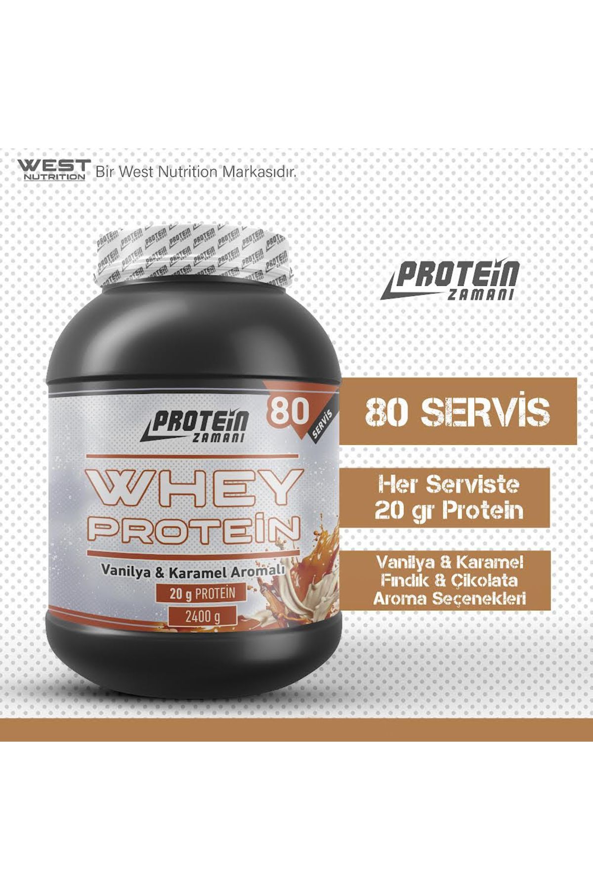 Protein Zamanı-Vanilla and Caramel Whey Protein Powder - 80 Servings 2400 Gr 1