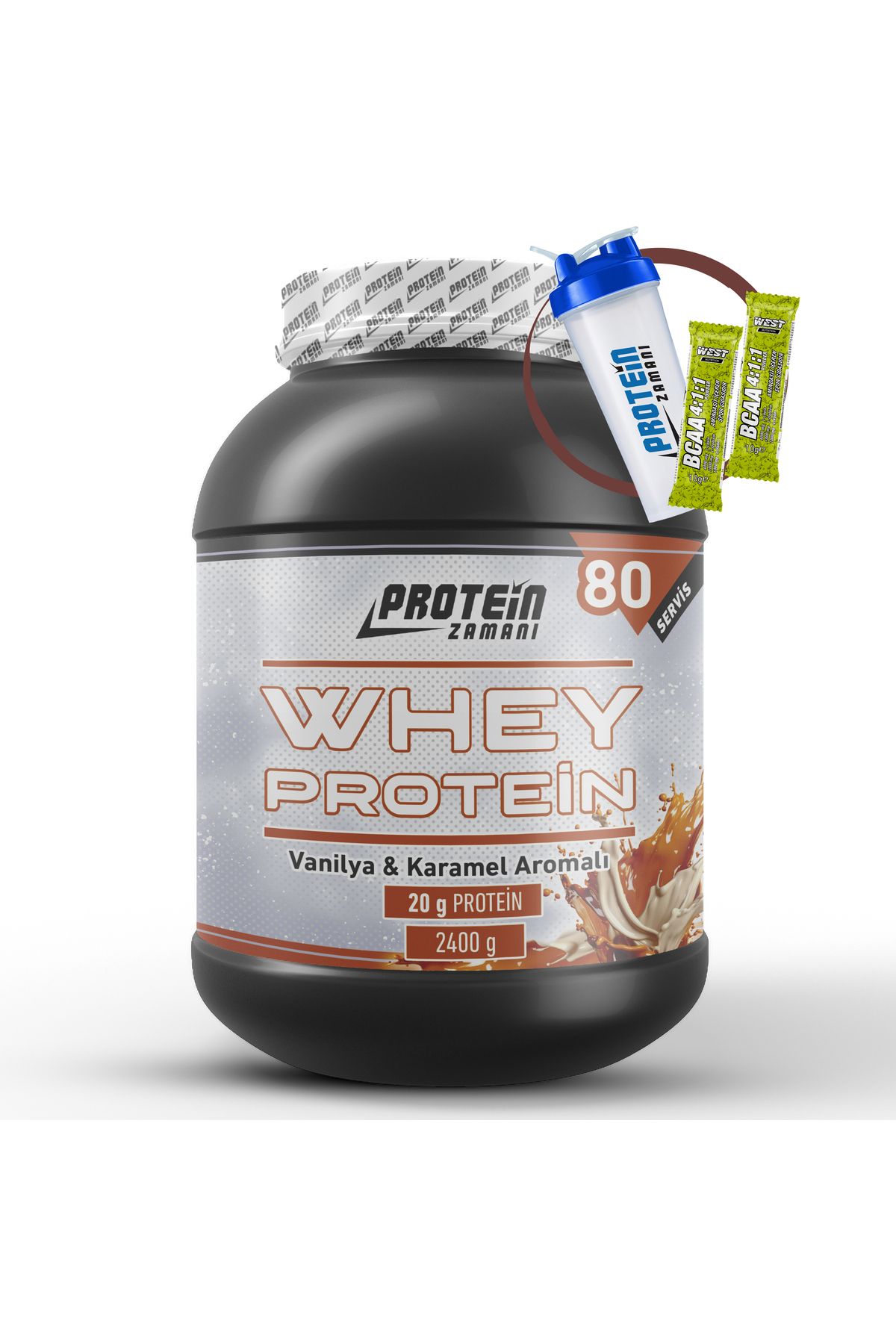 Protein Zamanı-Vanilla and Caramel Whey Protein Powder - 80 Servings 2400 Gr 2