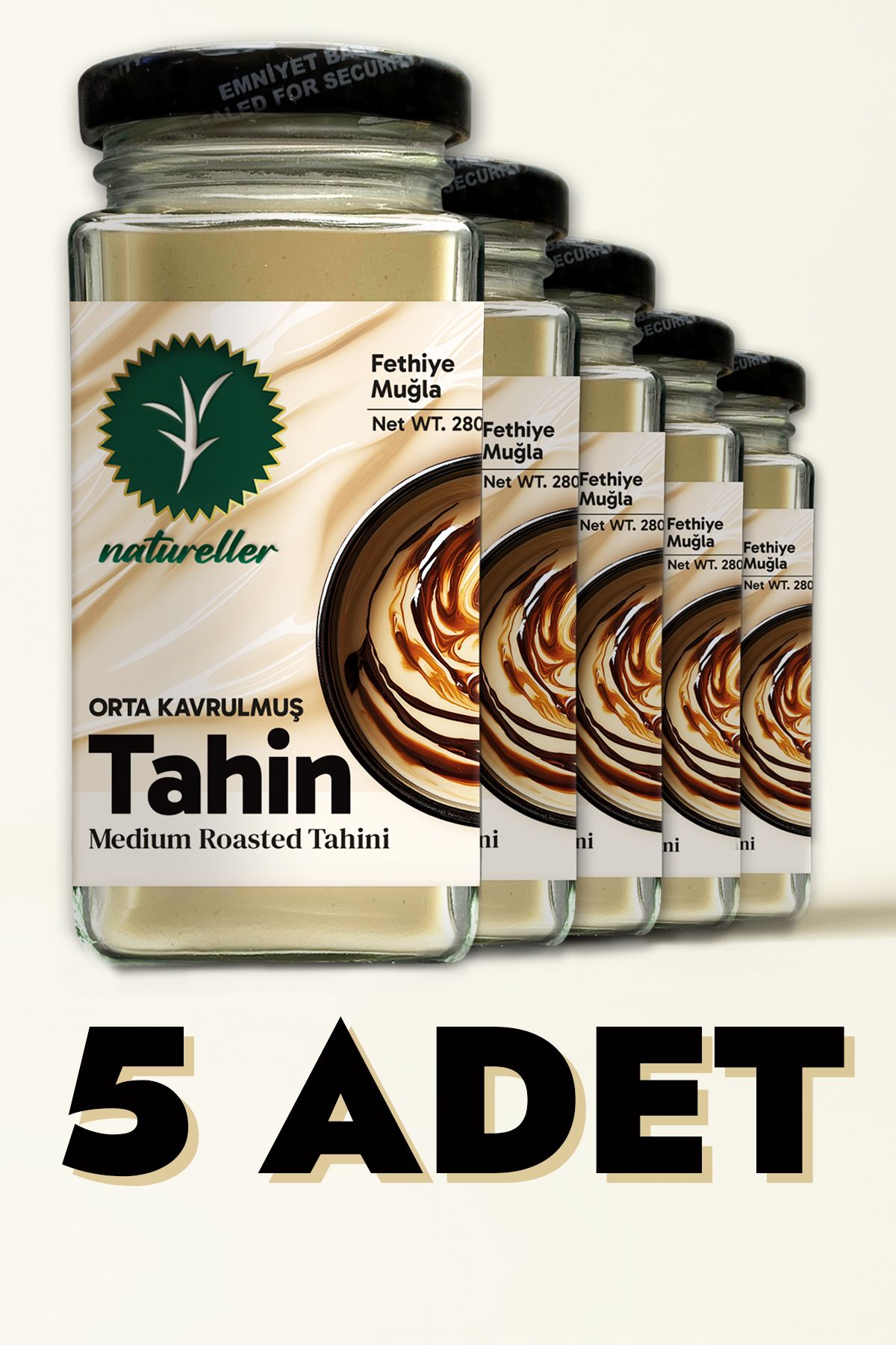 Natureller Tahin Orta Kavrulmuş Fethiye - Yerli Susam 280 gr (5 Adet)