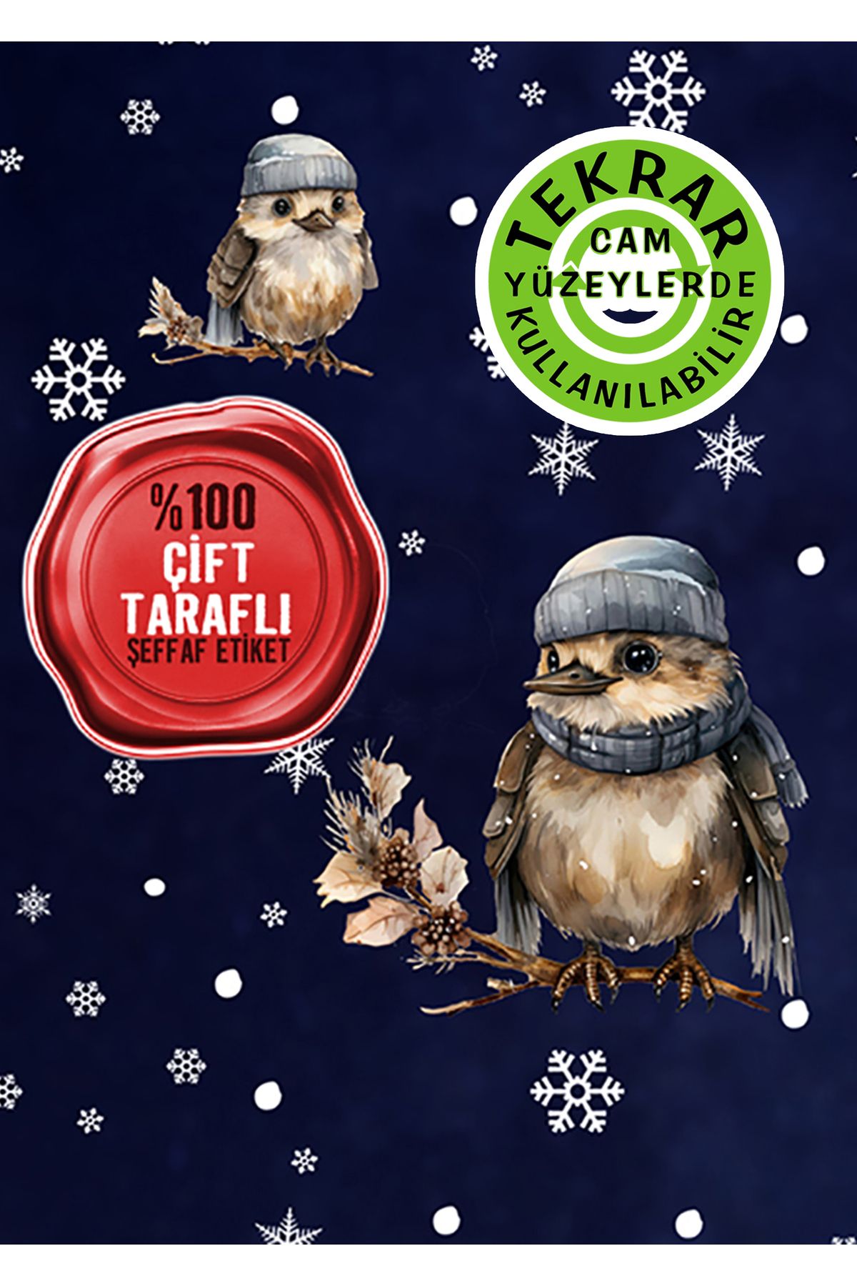 AlyMarkt-2025 Winter Birds - Double-Sided and Non-Adhesive Sticker Set, Suitable for Reusable 3