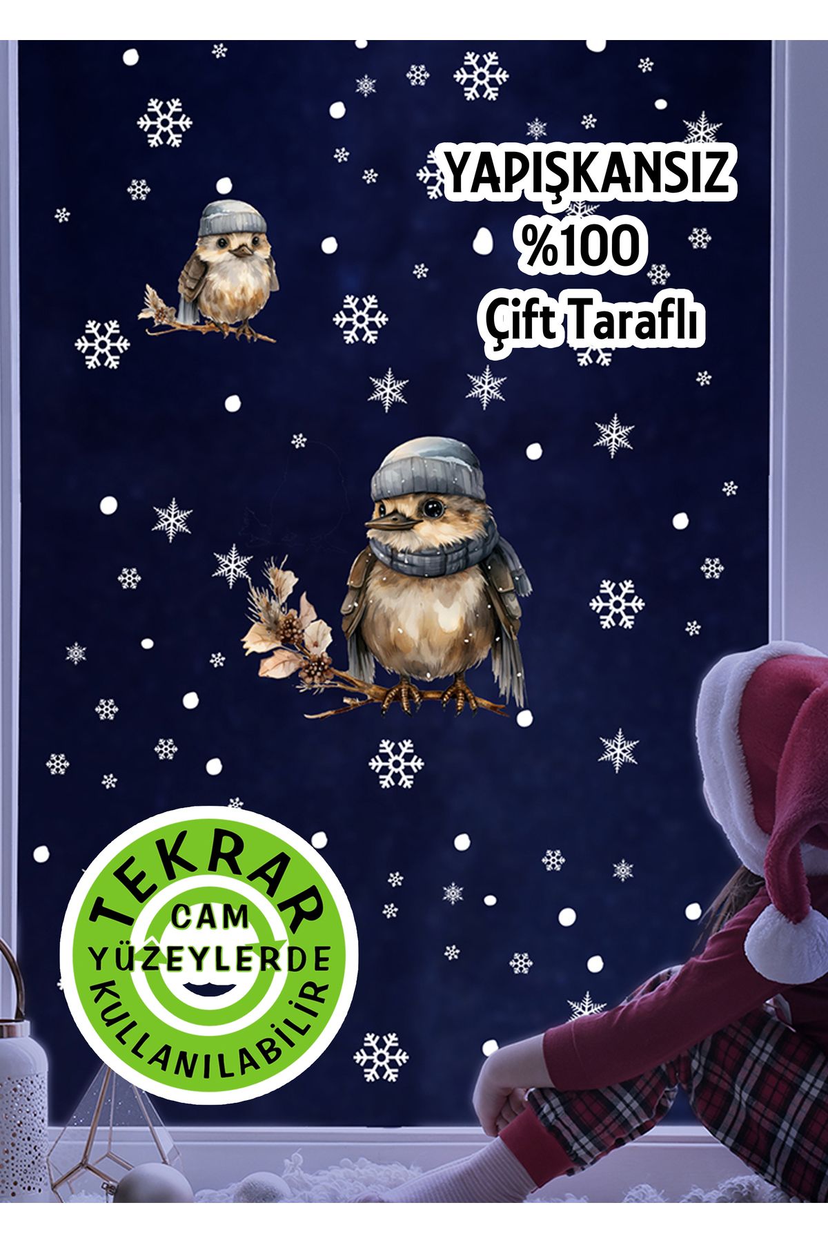 AlyMarkt-2025 Winter Birds - Double-Sided and Non-Adhesive Sticker Set, Suitable for Reusable 2