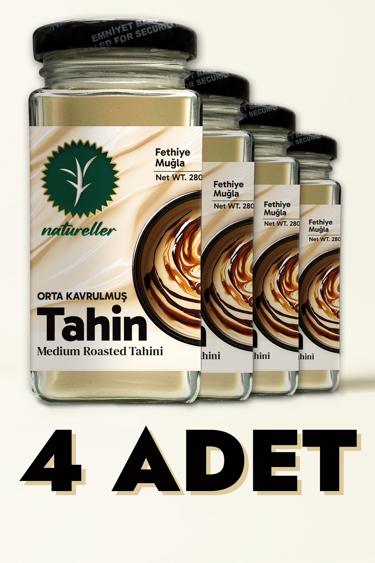 Natureller Tahin Orta Kavrulmuş Fethiye - Yerli Susam 280 gr (4 Adet)