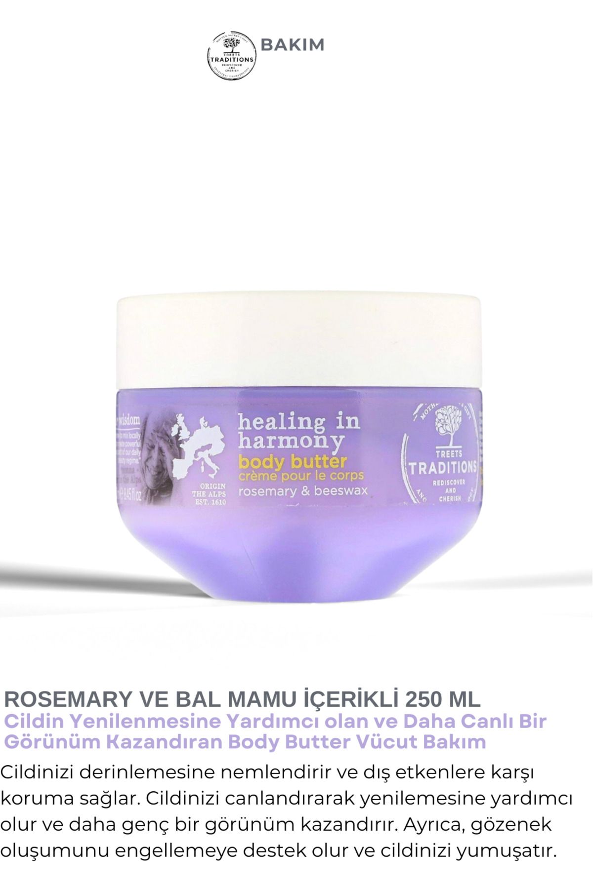 Treets Rosemary Daha Canlı Bir Görünüm Kazandıran Body Butter / Yoğun Vücut Nemlendiricisi