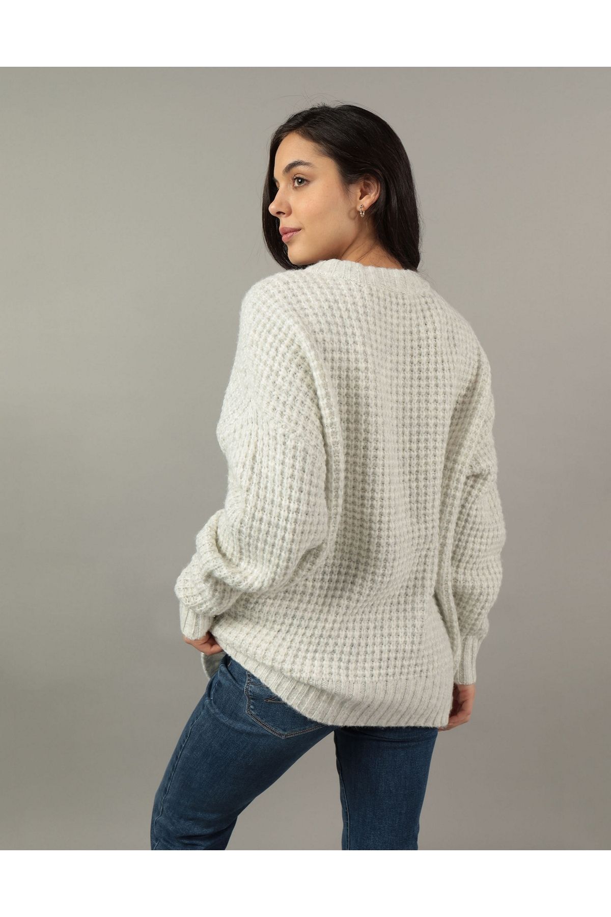 AMERICAN EAGLE-AE Oversized Waffle Crewneck Sweater 2