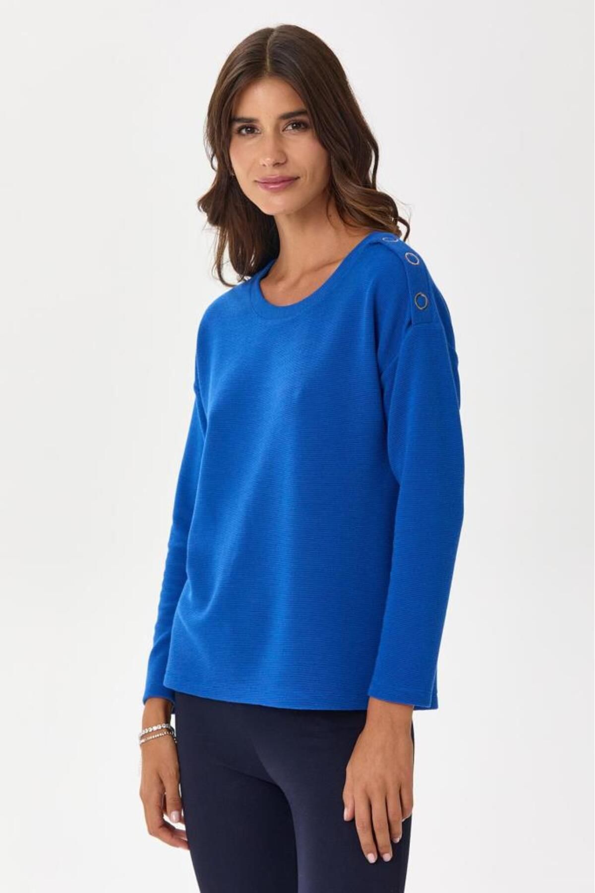 İKİLER-Knitwear Blouse with Snap Detail on the Shoulder 245-1705 4