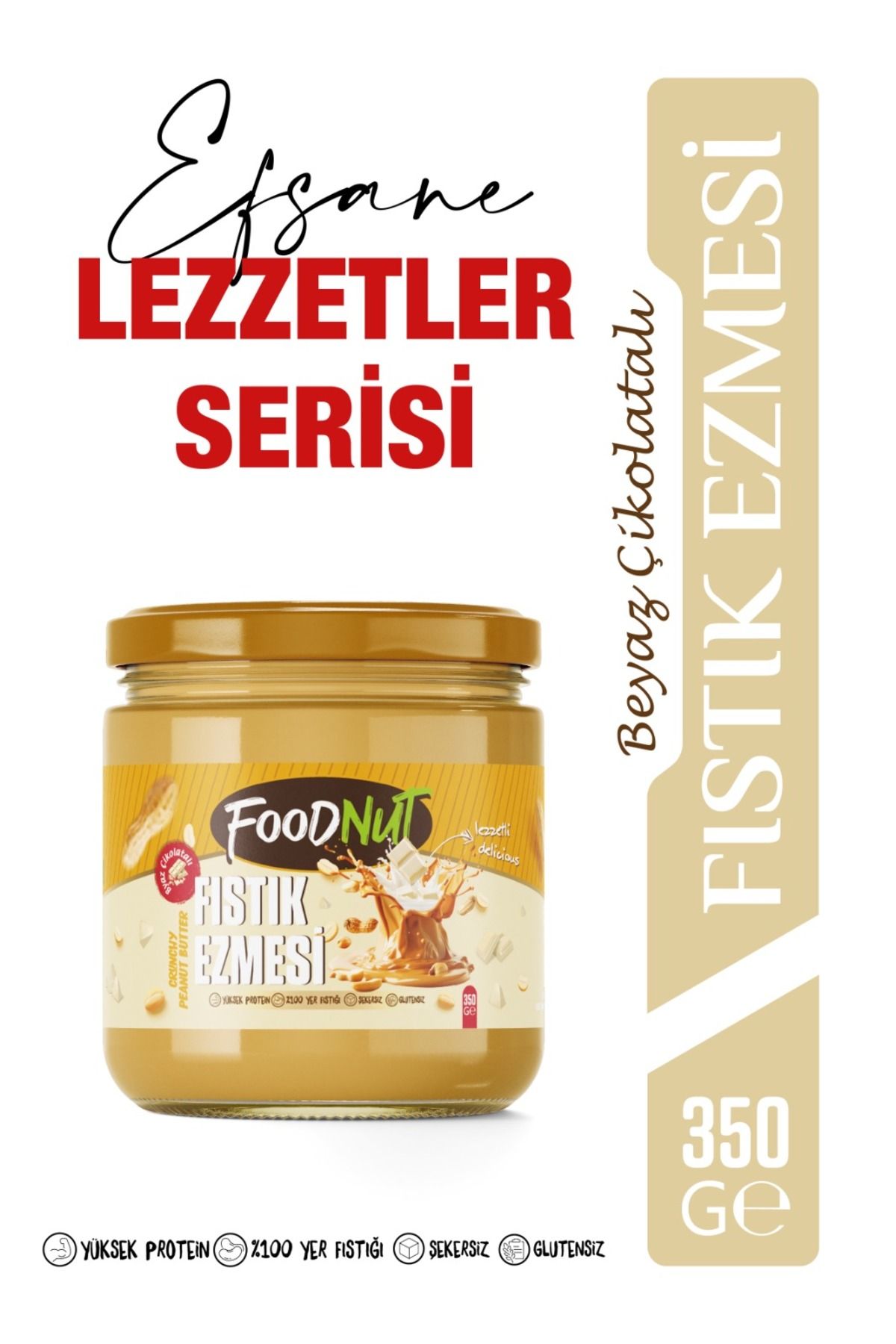 FoodNut BEYAZ ÇİKOLATALI FISTIK EZMESİ 350 GR