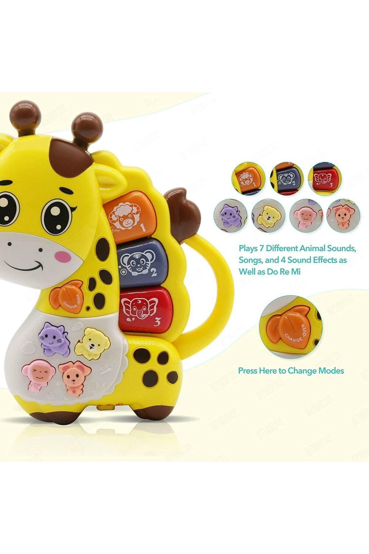 TOYFEST Hayvan Sesleri Çıkaran Tuşlu Işıklı Notalı Ninnili Müzikli Zürafa İnteraktif Bebek Eğitici - Sarı fotoğrafı 5 (önizleme)