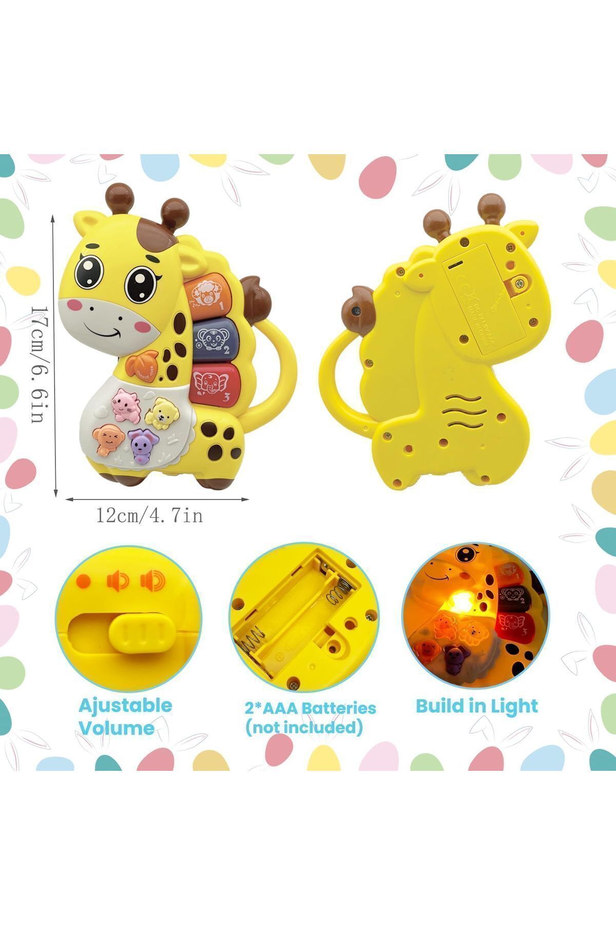 TOYFEST Hayvan Sesleri Çıkaran Tuşlu Işıklı Notalı Ninnili Müzikli Zürafa İnteraktif Bebek Eğitici - Sarı fotoğrafı 7 (önizleme)