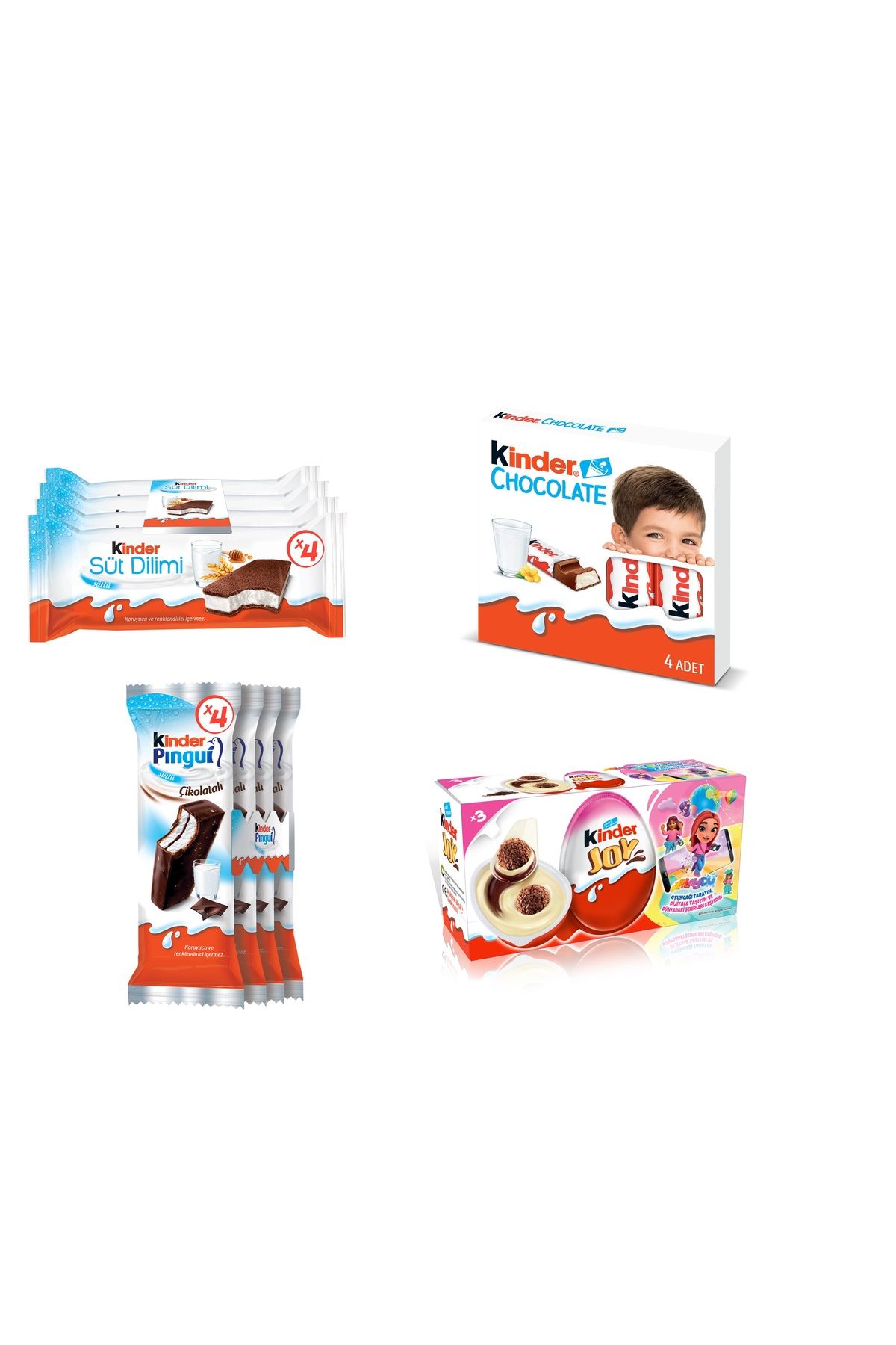 Kinder Süt Di?li?mi? 28 Gr X 4 Adet-chocolate 4 Lü-pi?ngui? 30 Gr X 4 Adet-ki?nder Joy Kizlara Özel 3 Lü