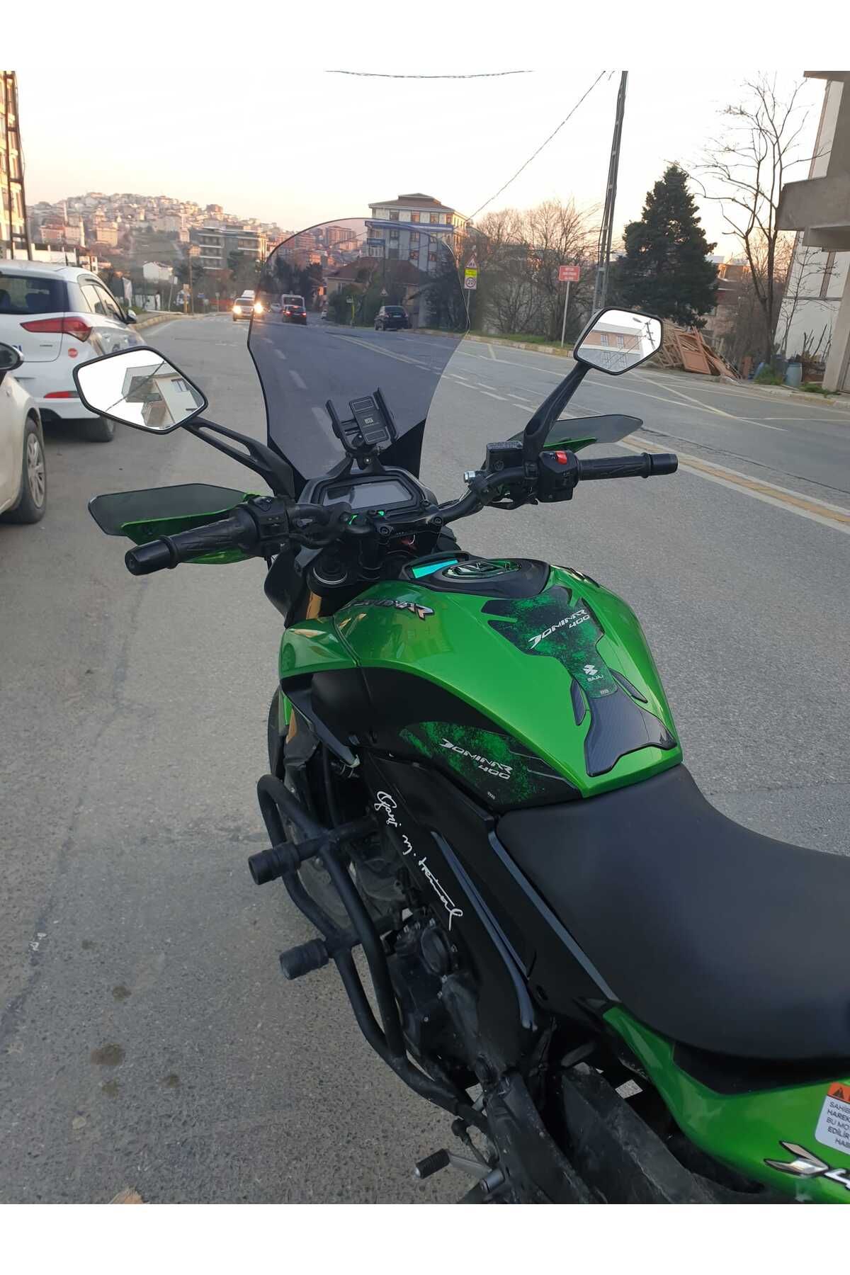 Bajaj Dominar 400 Siperlik Ön Cam 2017-2025 Model 58cm Füme Renkli 4mm ORTA BOYLU CAM