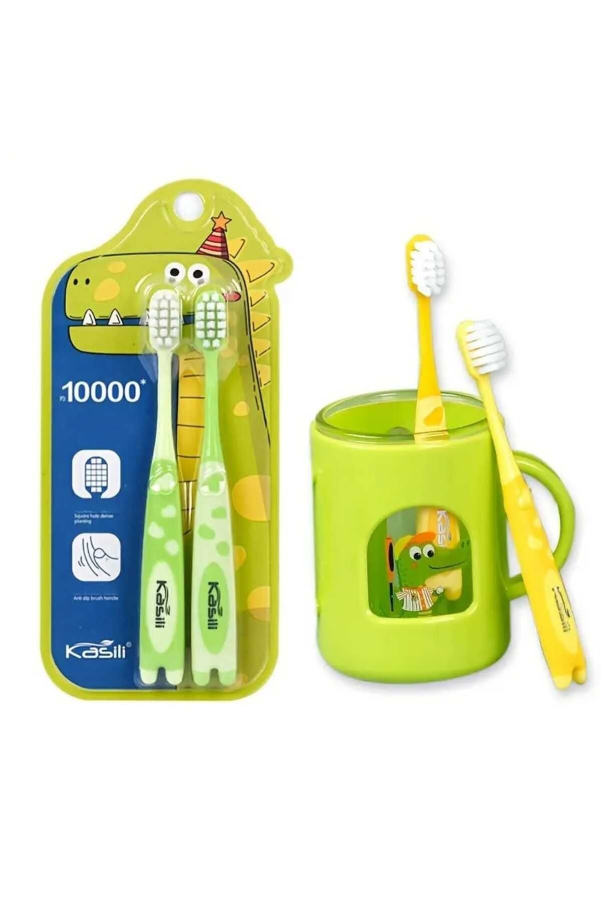 Vagonik-Green Color Children's Toothbrush - 10000 Bristles 2