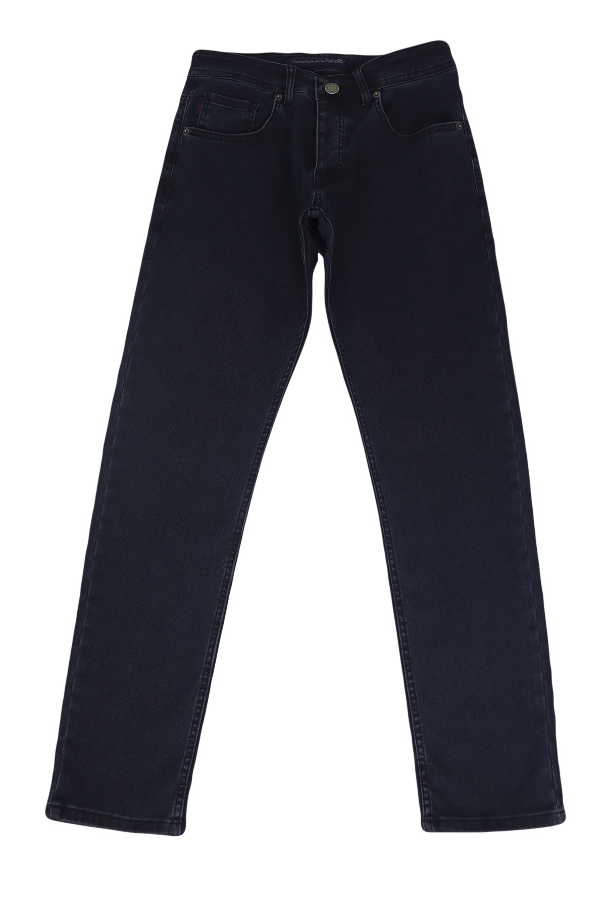 HACKER DENIM-Fistan Store Men's Navy Blue Regular Waist Relaxed Fit Skinny Leg Jeans 1