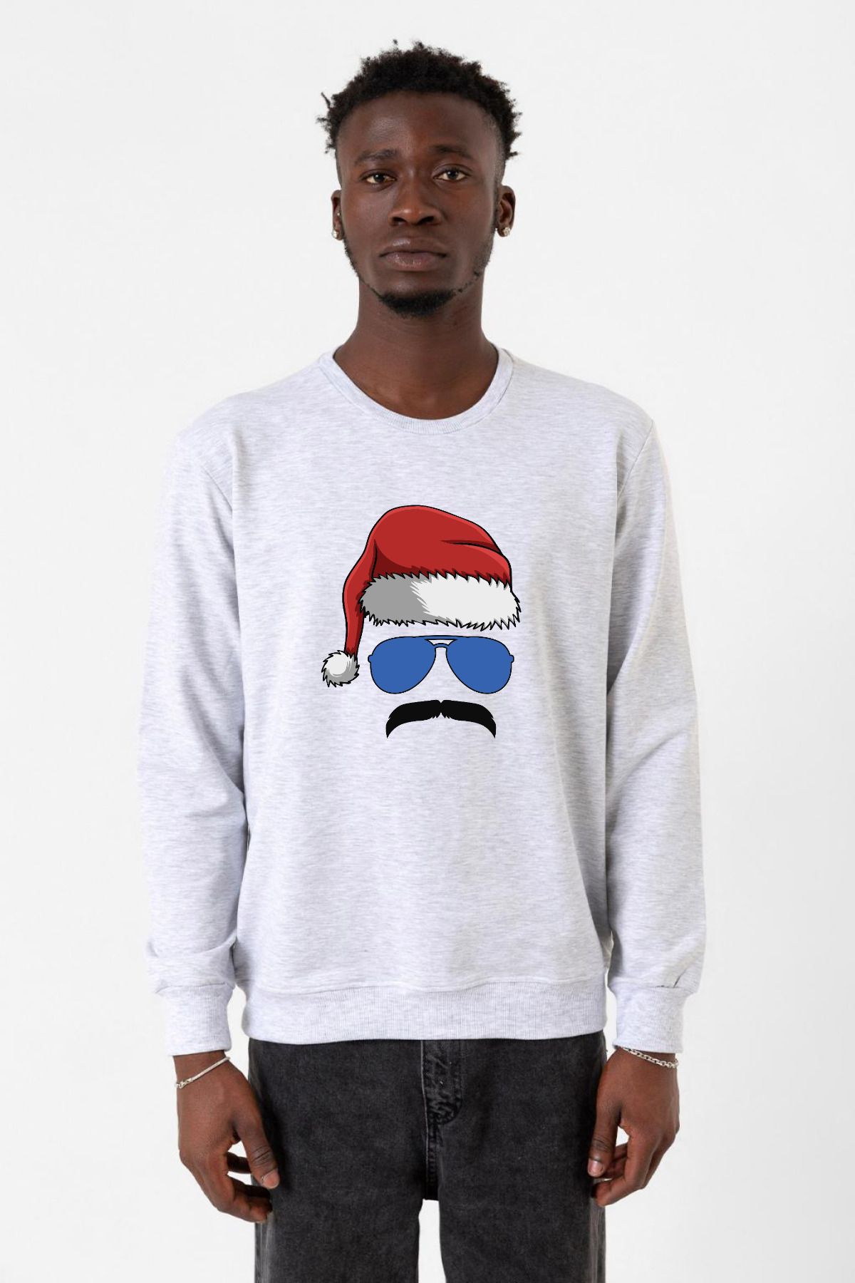 Tshirthane-Hanorac 2ip pentru bărbați Mustache Christmas Hero Karmelange 1