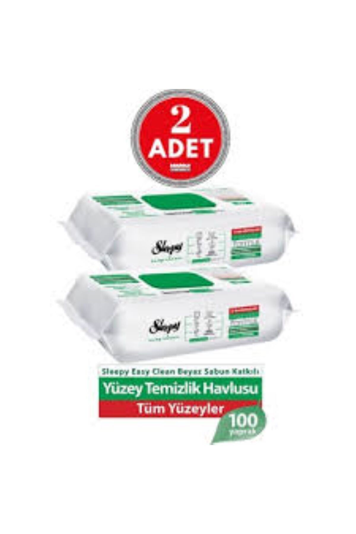 Sleepy 2li-Yüzey Temizlik Havlusu Beyaz Sabun Katkılı 100'lü/100 adet/100 yaprak(2 adet)