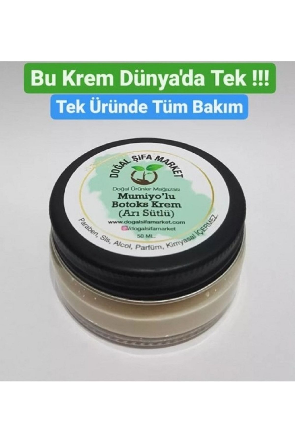 Arı Sütlü Mumiyolu Yüz Bakım Kremi 50 ml –Şişe Form, Günlük Kullanım — MBK01 — تصویر 6 از 6