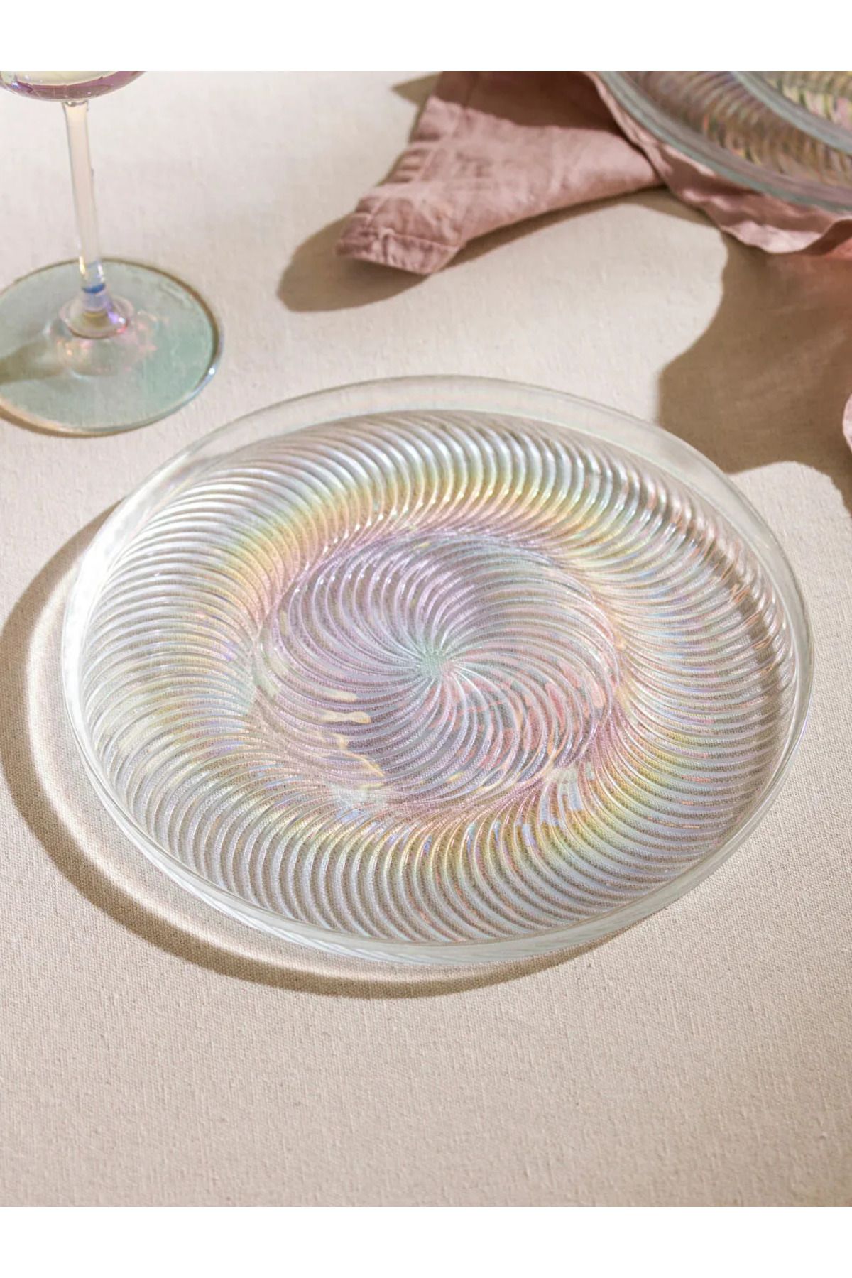 LC Waikiki-Lcw Colorless Patterned Glass Cake Plate Set of 4 2