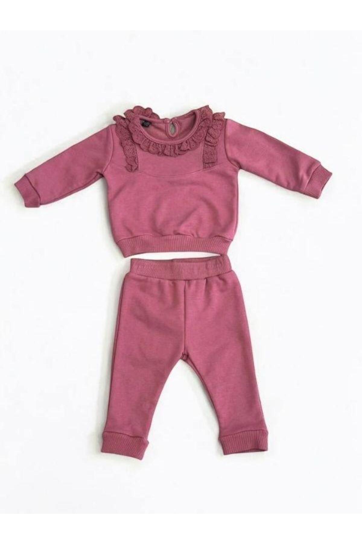 Zekids Kız  Bebek Çocuk Dantelli Eşofman Takım fotoğrafı 2 (önizleme)