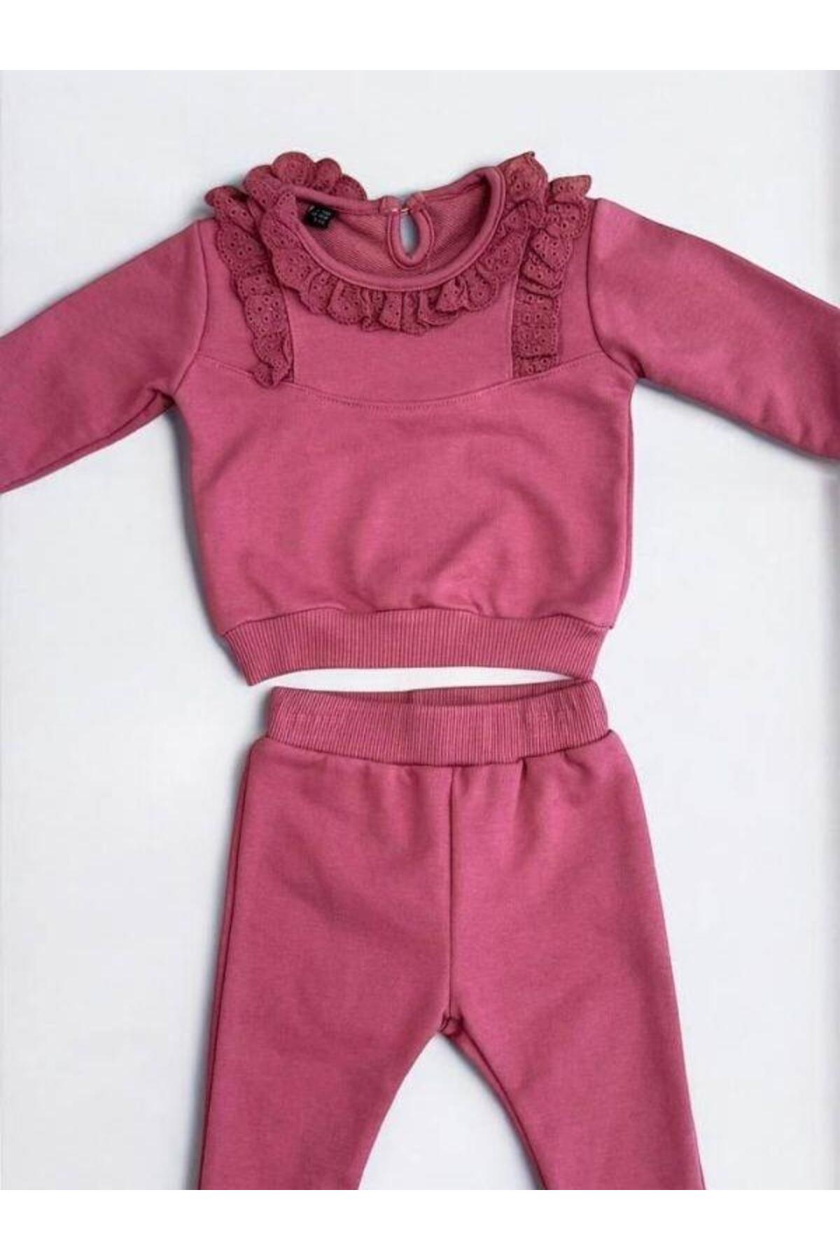 Zekids Kız  Bebek Çocuk Dantelli Eşofman Takım fotoğrafı 3 (önizleme)