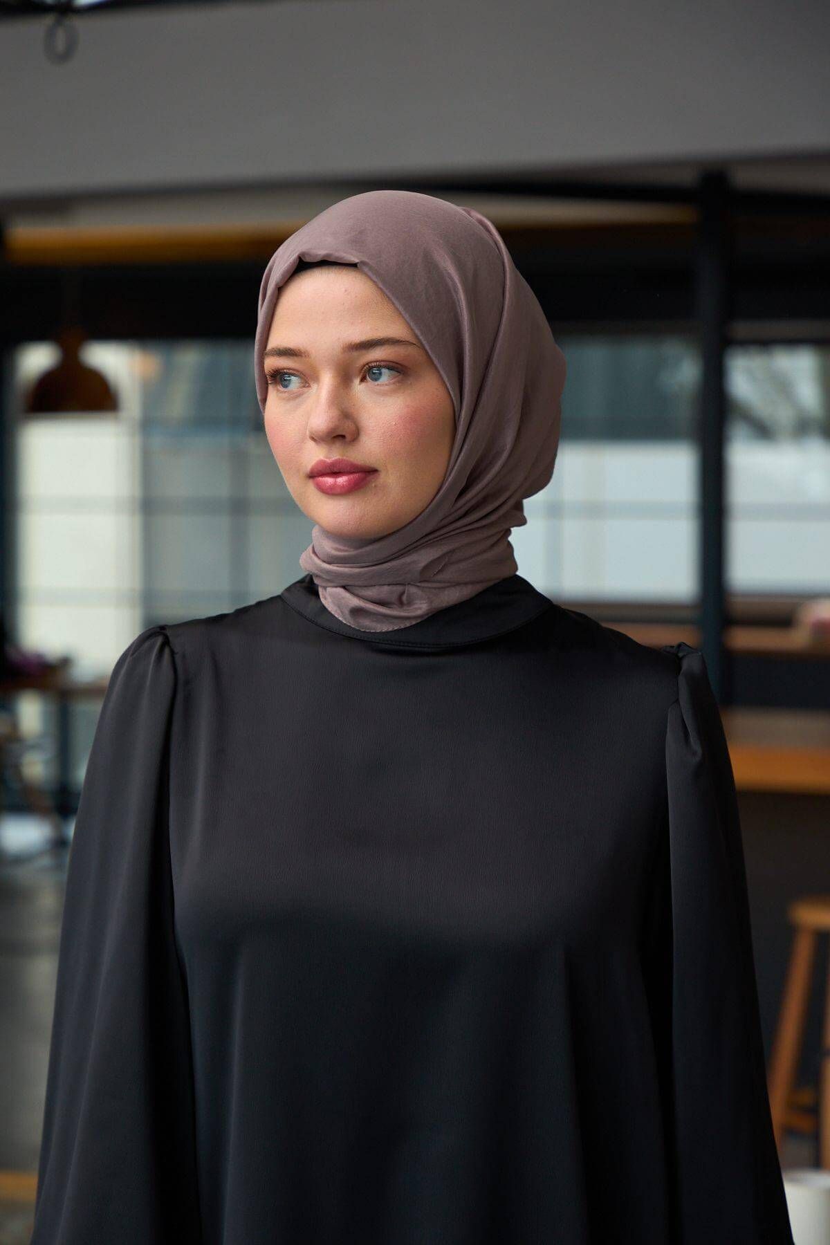İpekhan-Plain Pattern Voile Shawl Mink Voile Silk Shawl - 9800-41 3