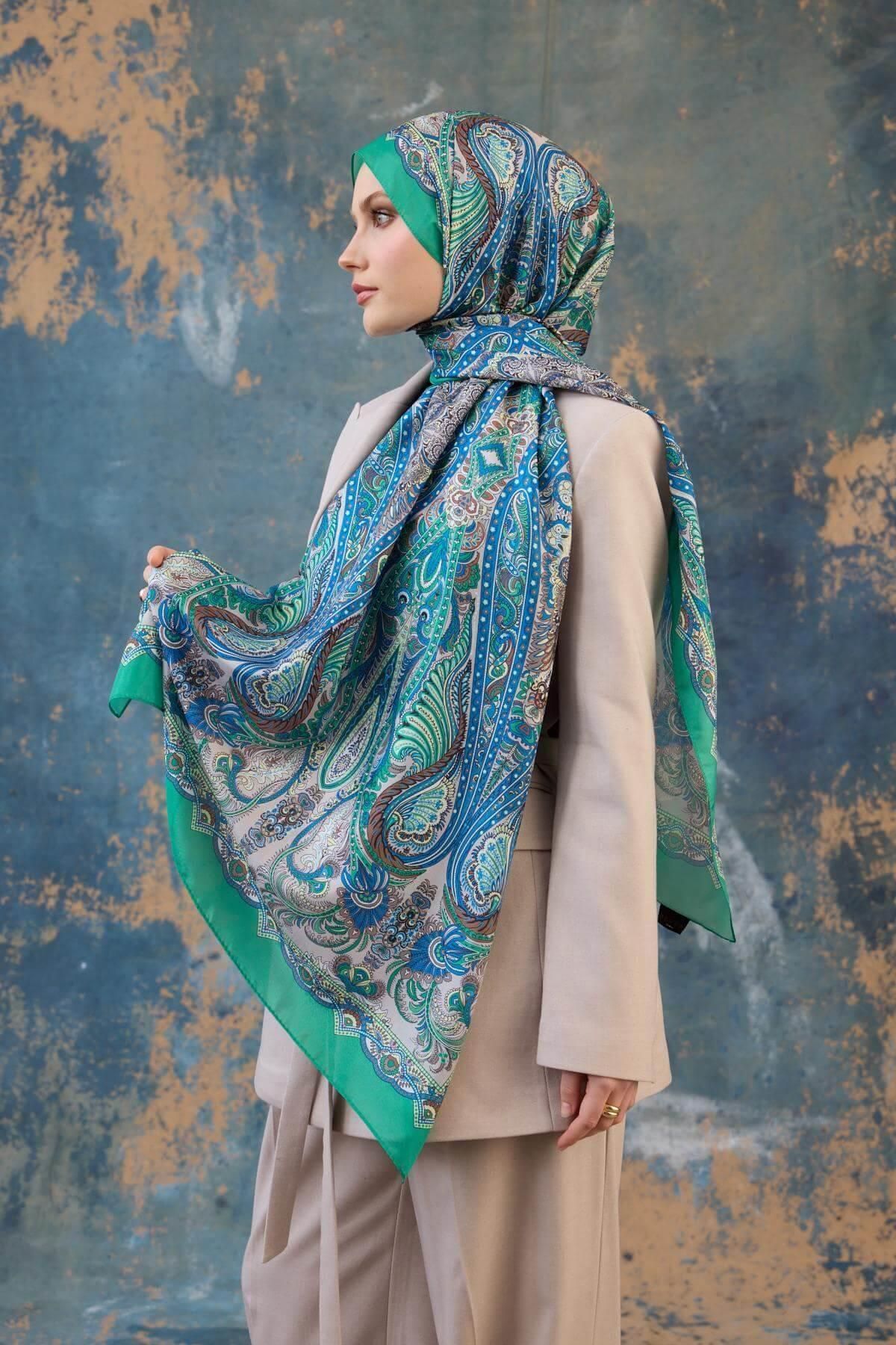 İpekhan-Shawl Pattern Voile Shawl Benetton Voile Silk Shawl - 9801-13 4