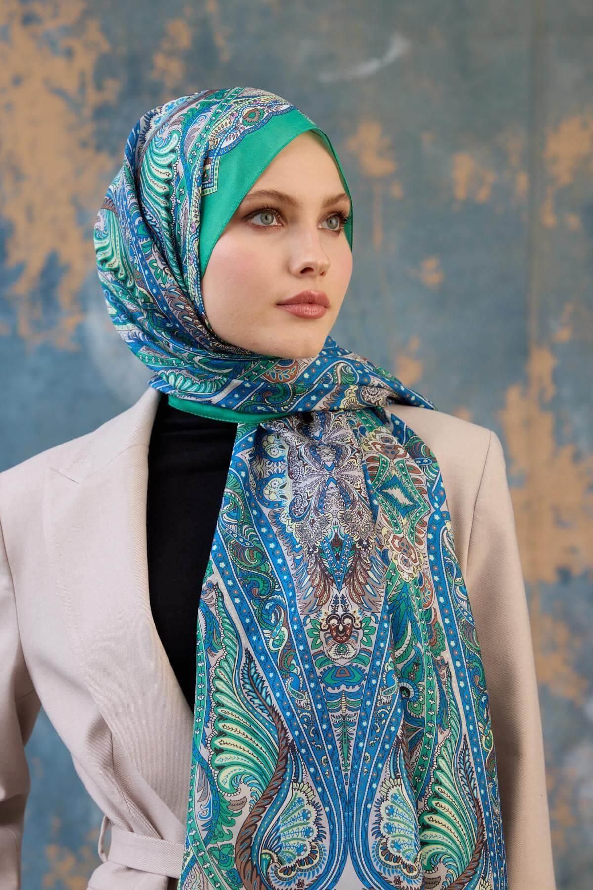 İpekhan-Shawl Pattern Voile Shawl Benetton Voile Silk Shawl - 9801-13 3