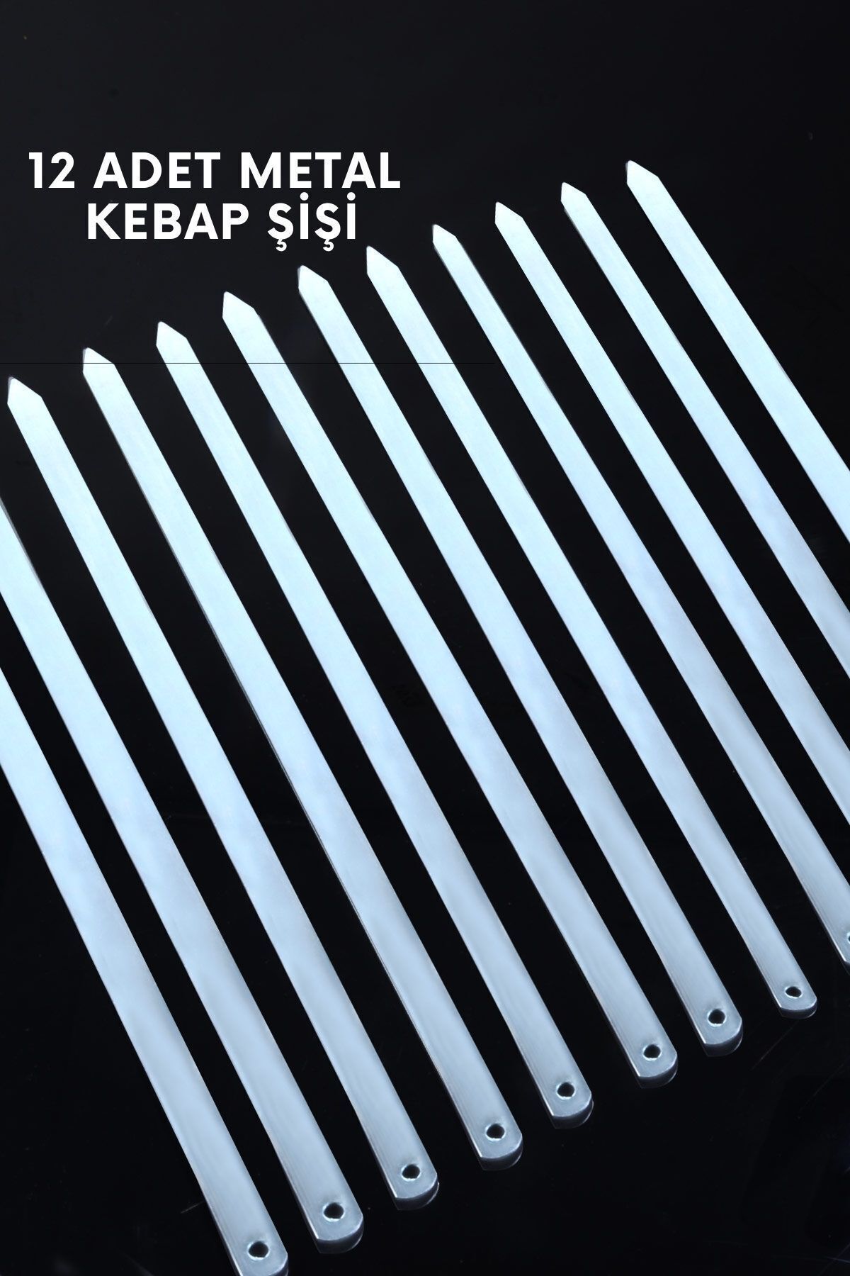 Rotanev 12 Adet Profesyonel Metal Kıyma Şiş (ADANA-URFA-ANTEP KEBAP ŞİŞİ)