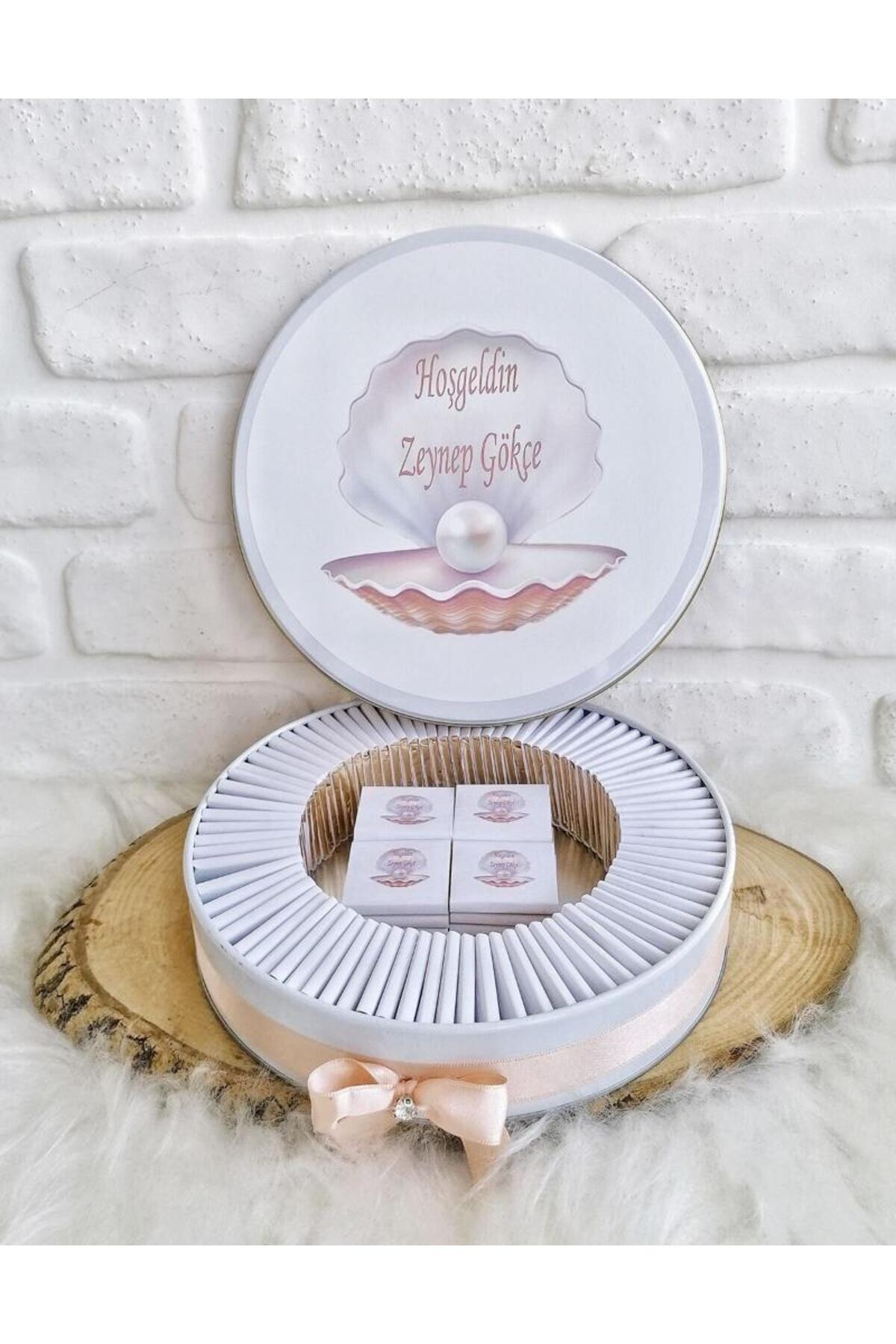 Angel Gift Chocolate 100 Adet Isme Özel Inci Temalı Hediyelik Hoşgeldin Kız Bebek Doğum Çikolatası fotoğrafı 4 (önizleme)